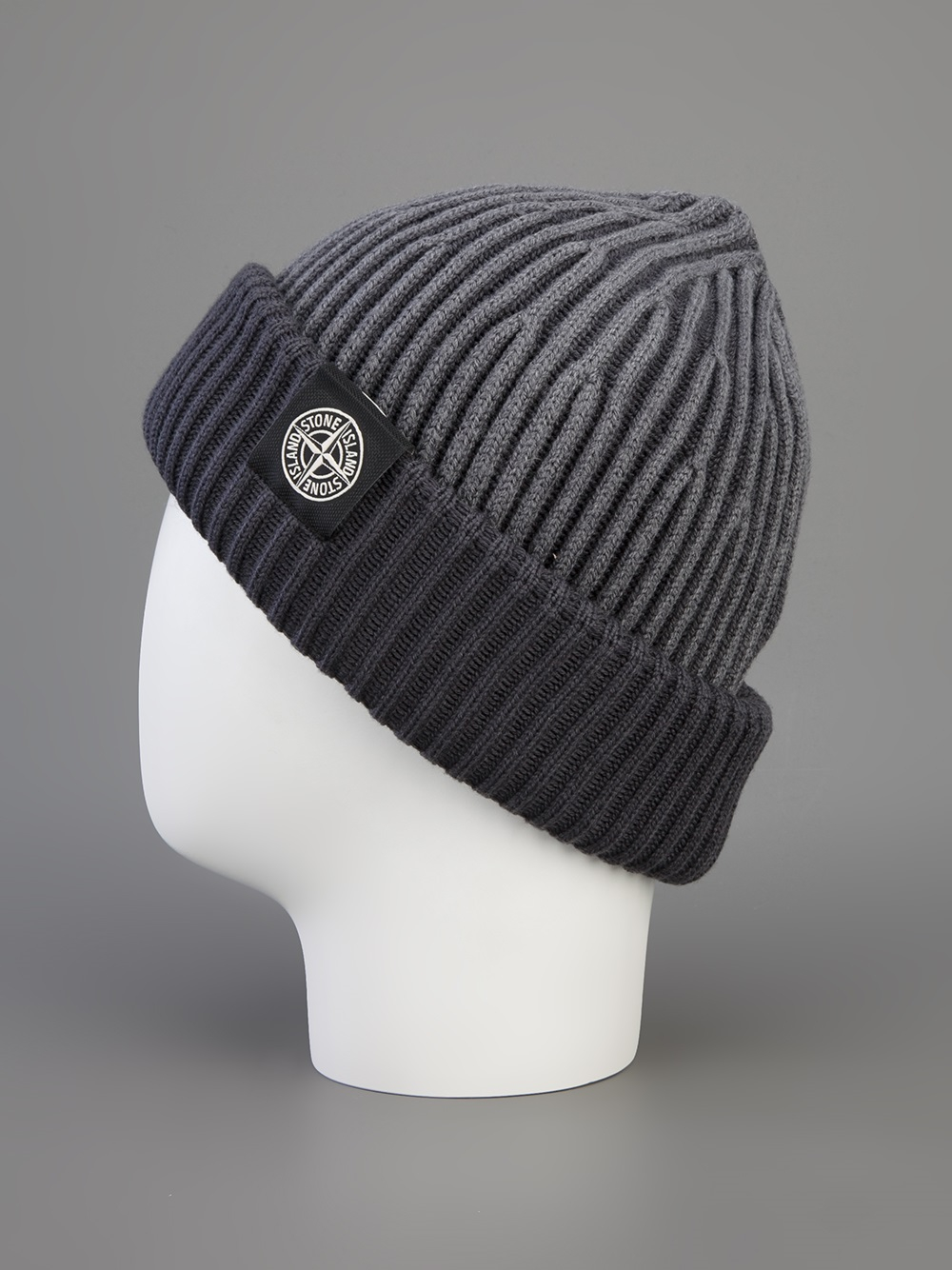 Stone Island Ribbed Beanie in Grey (Gray) for Men - Lyst