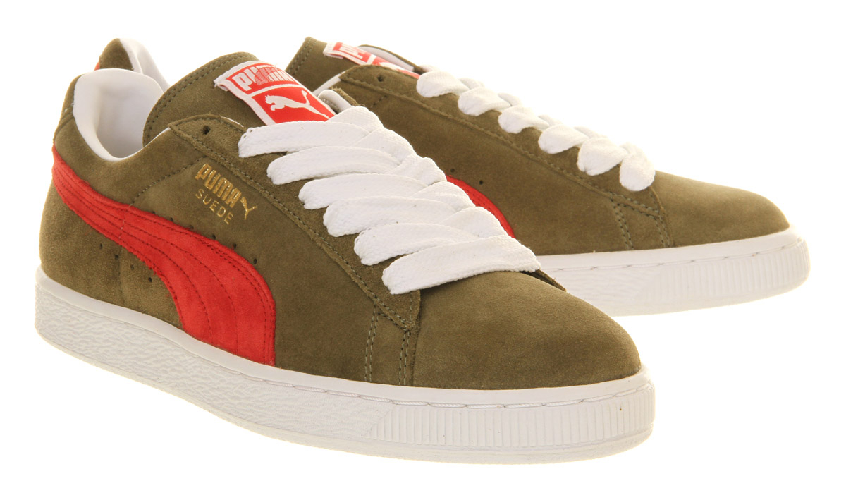 puma suede ribbon red