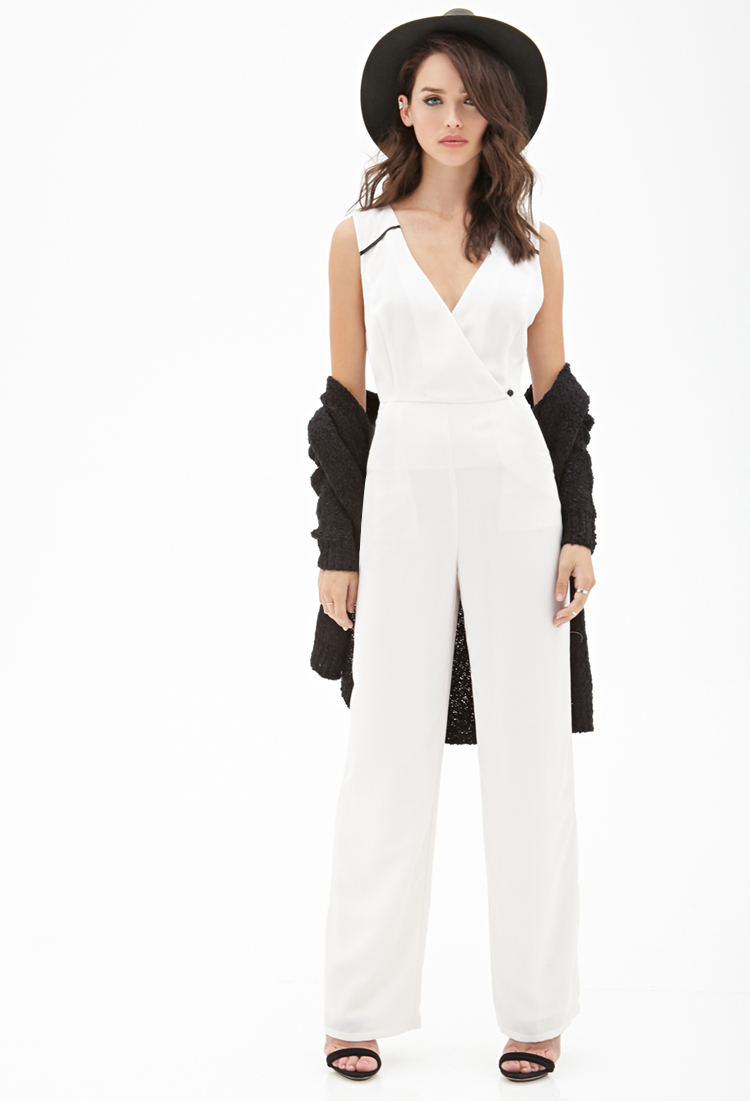 white faux leather jumpsuit