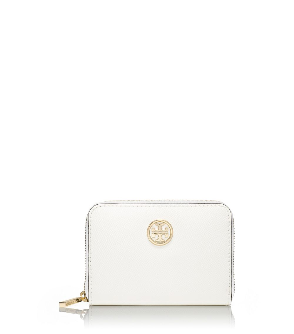 Tory Burch Robinson Zip Coin Case in White | Lyst