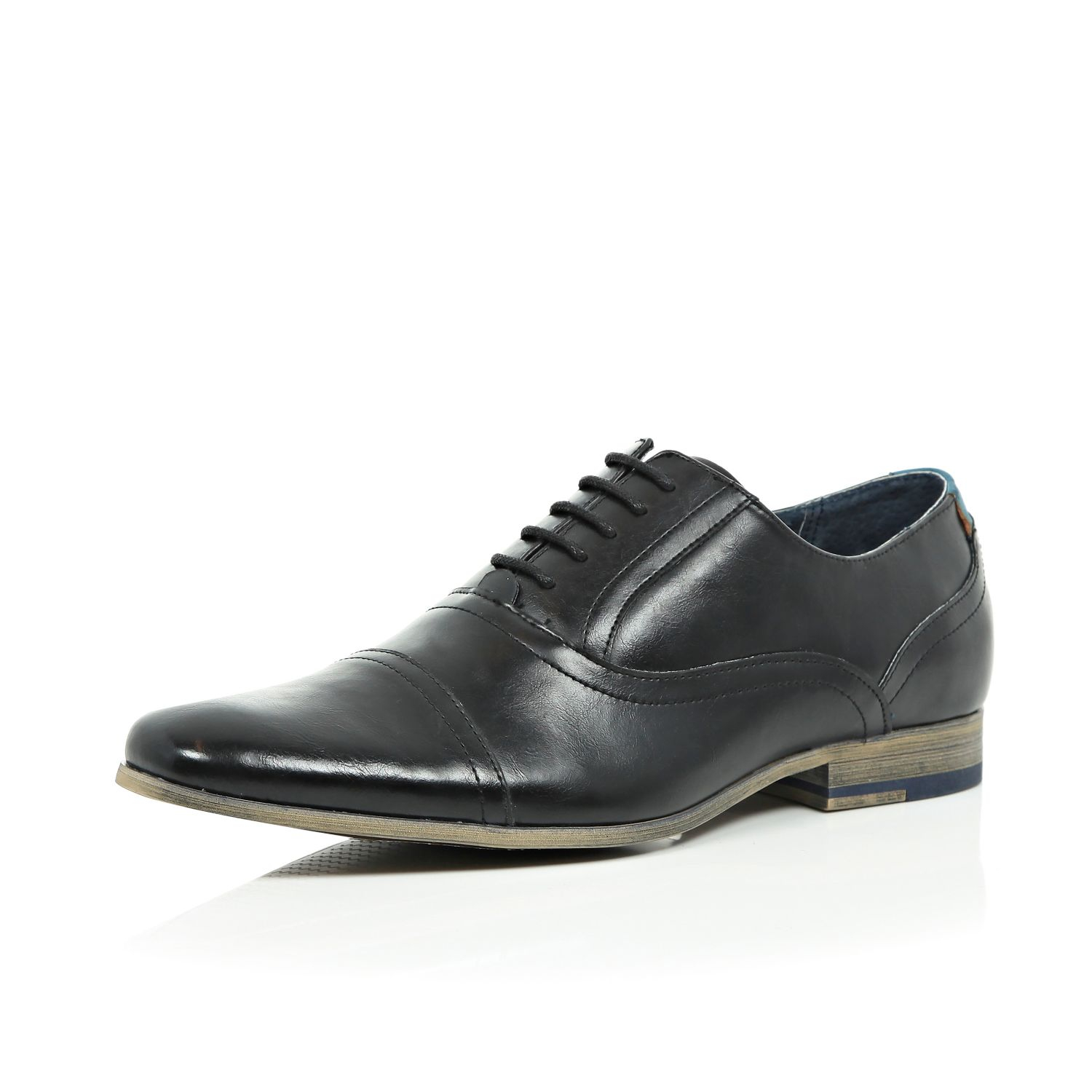 River Island Black Leather Formal Lace Up Shoes in Black for Men | Lyst