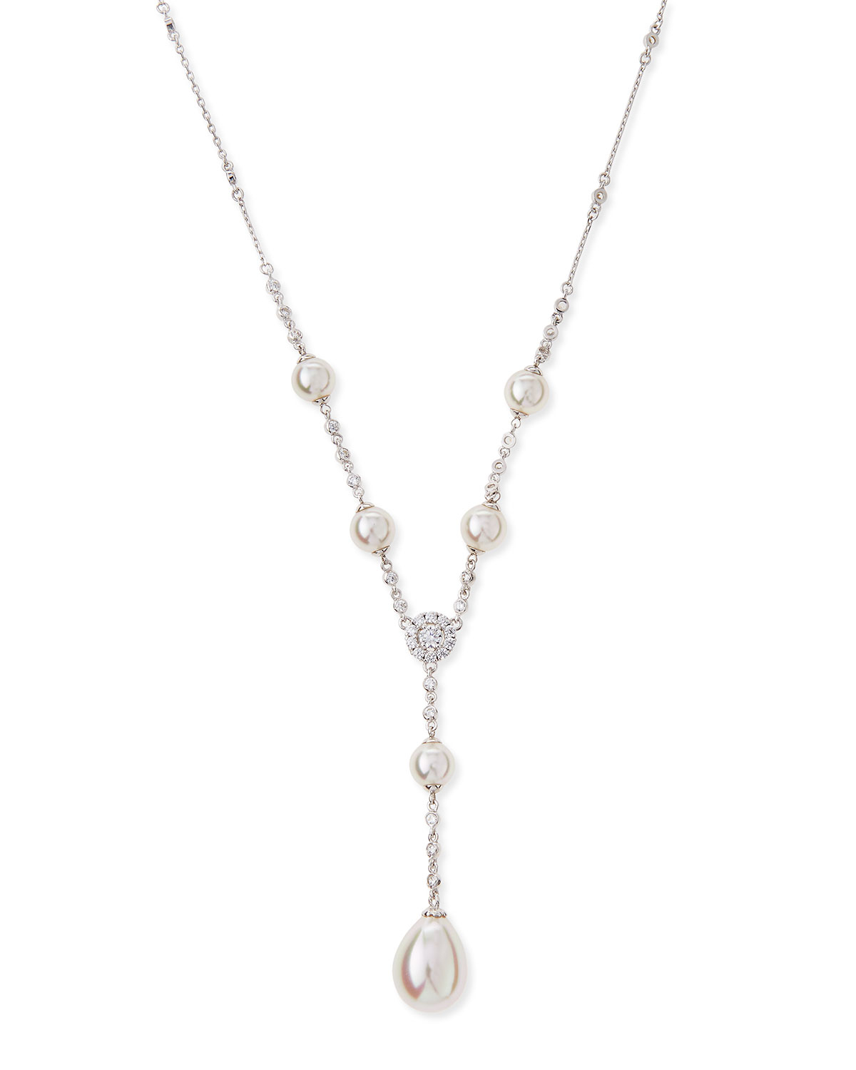 Majorica Pearl & Cubic Zirconia Ynecklace in White (Metallic) Lyst