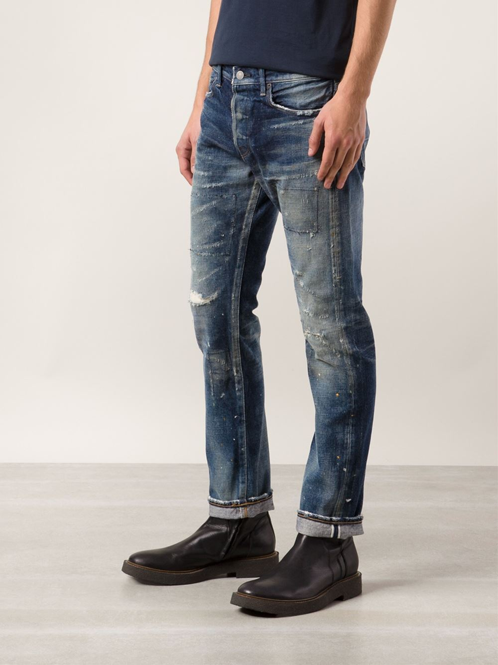 Fabric-Brand & Co. Distressed Jeans in Blue for Men - Lyst