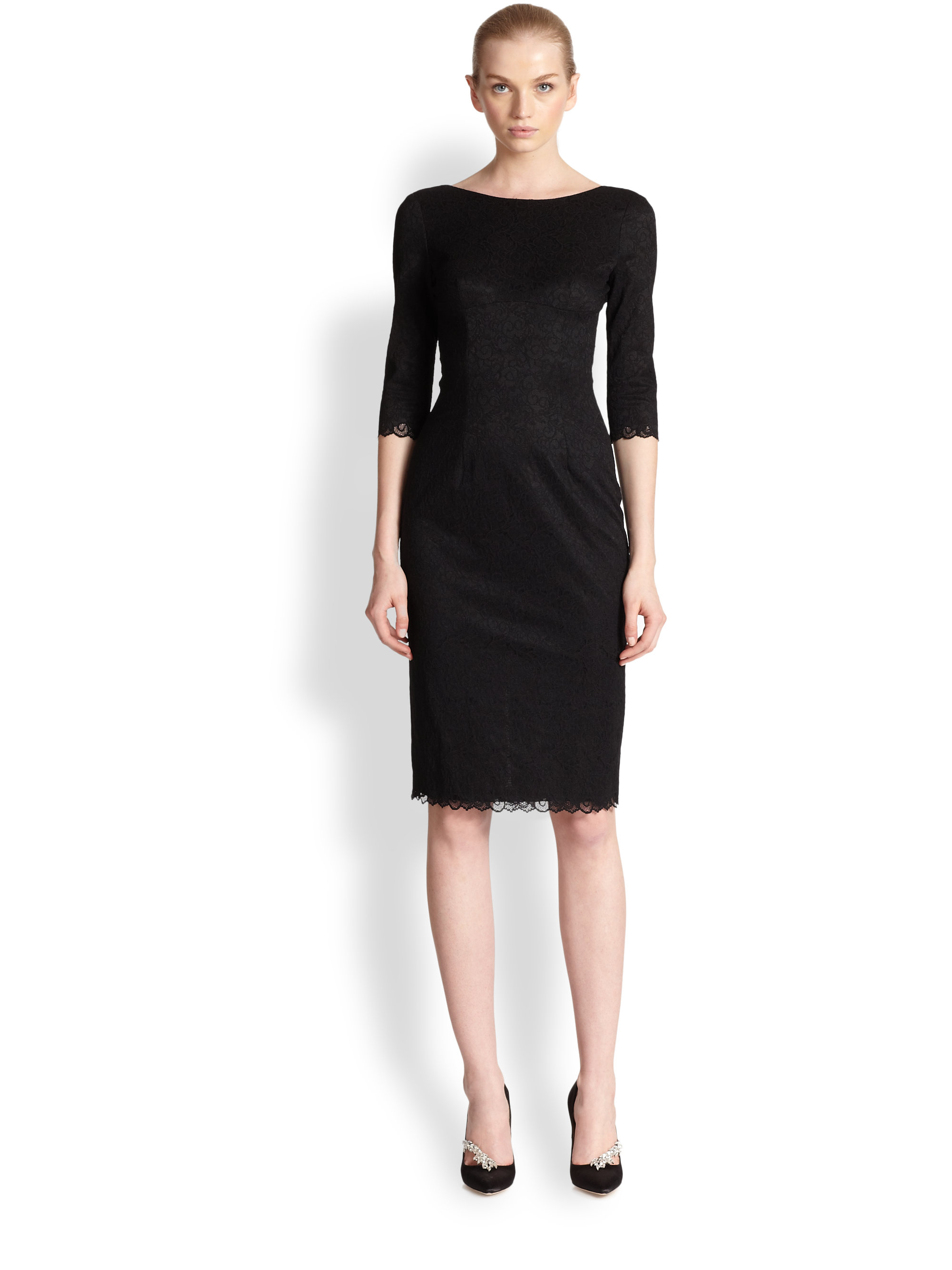 Lyst - Black Halo Lace Sheath Dress in Black