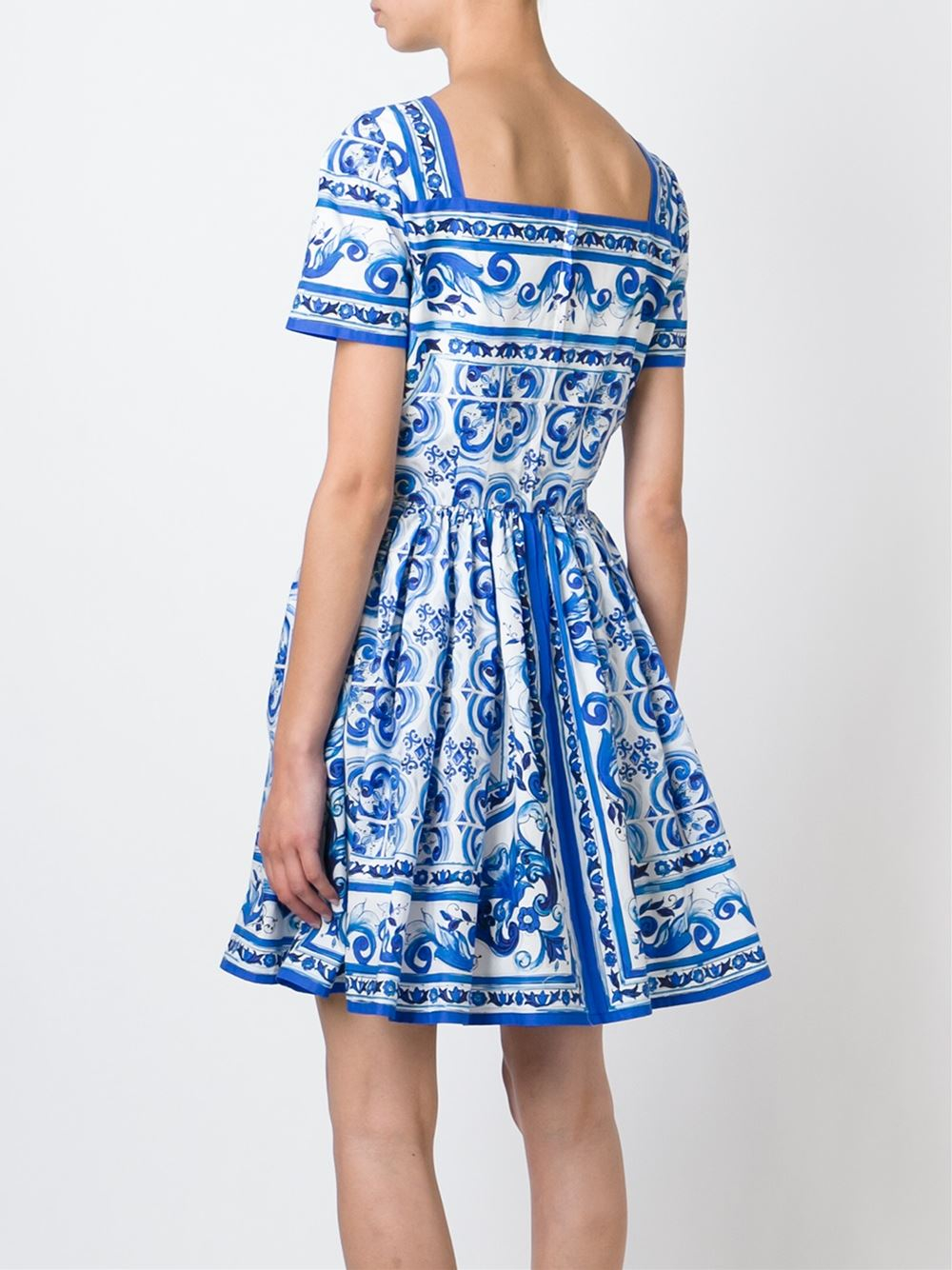 Dolce & Gabbana Cotton 'Majolica' Dress in Blue Print (Blue) - Lyst