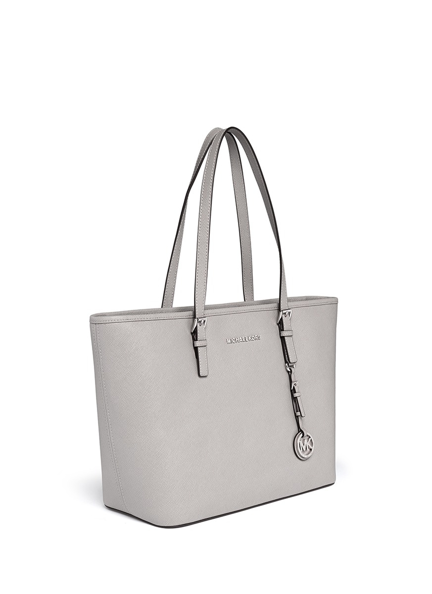 Michael Kors 'jet Set Travel' Saffiano Leather Top Zip Tote in Grey (Gray)  - Lyst