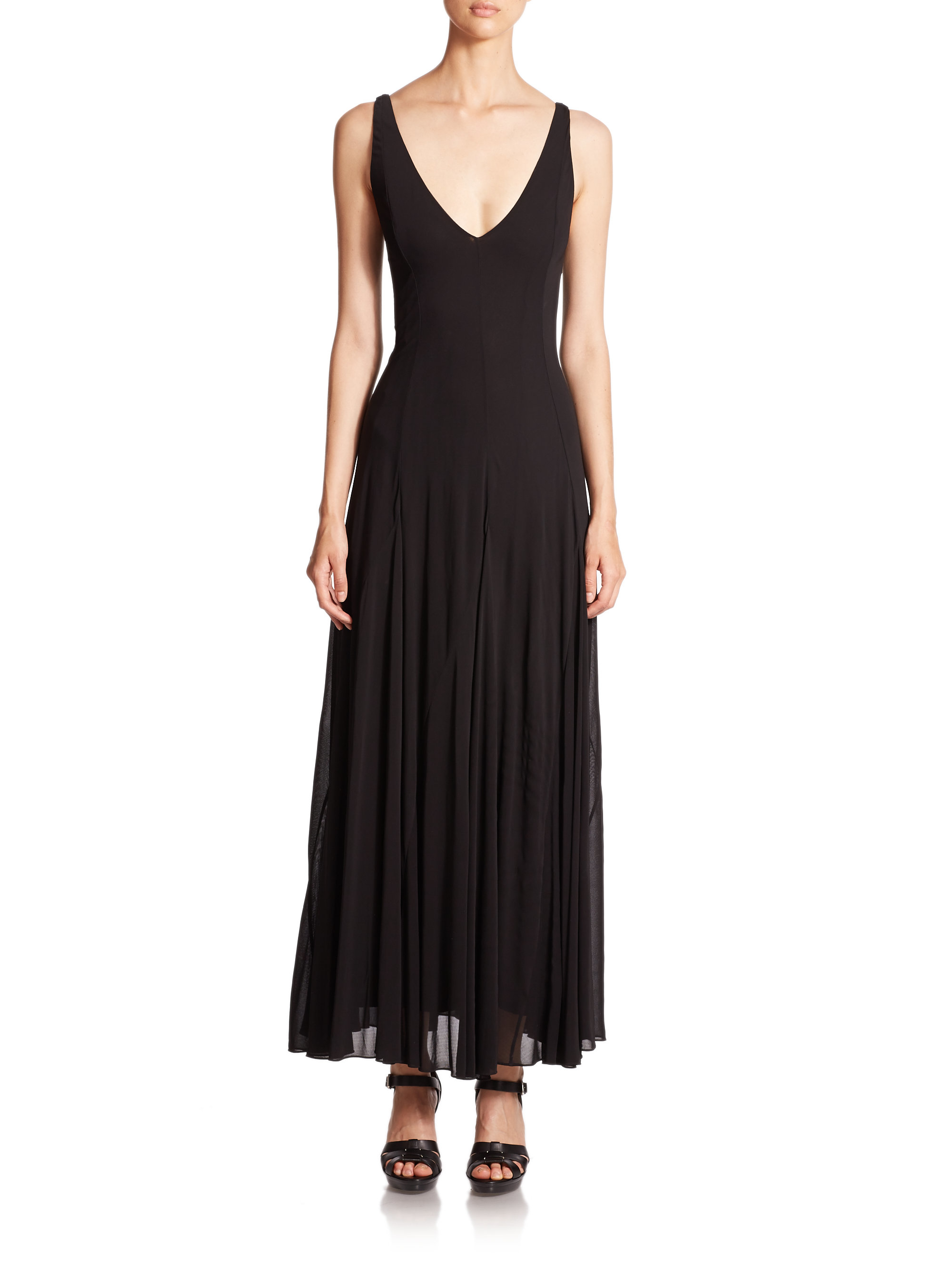 Polo Ralph Lauren Jersey V-neck Maxi Dress in Black - Lyst