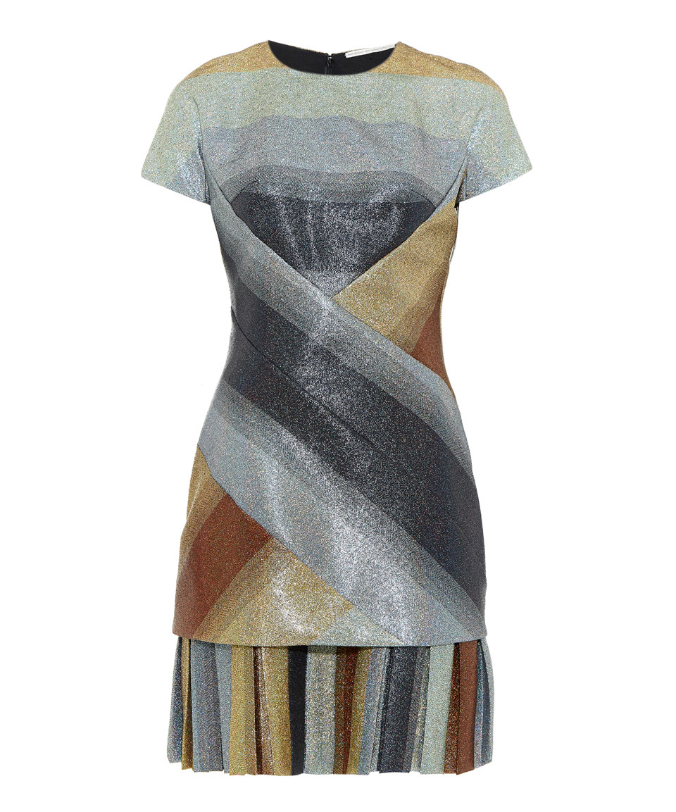 Multicolour Pleated Hem Metallic Dress Multicolour Pleated Hem Metallic Dress
