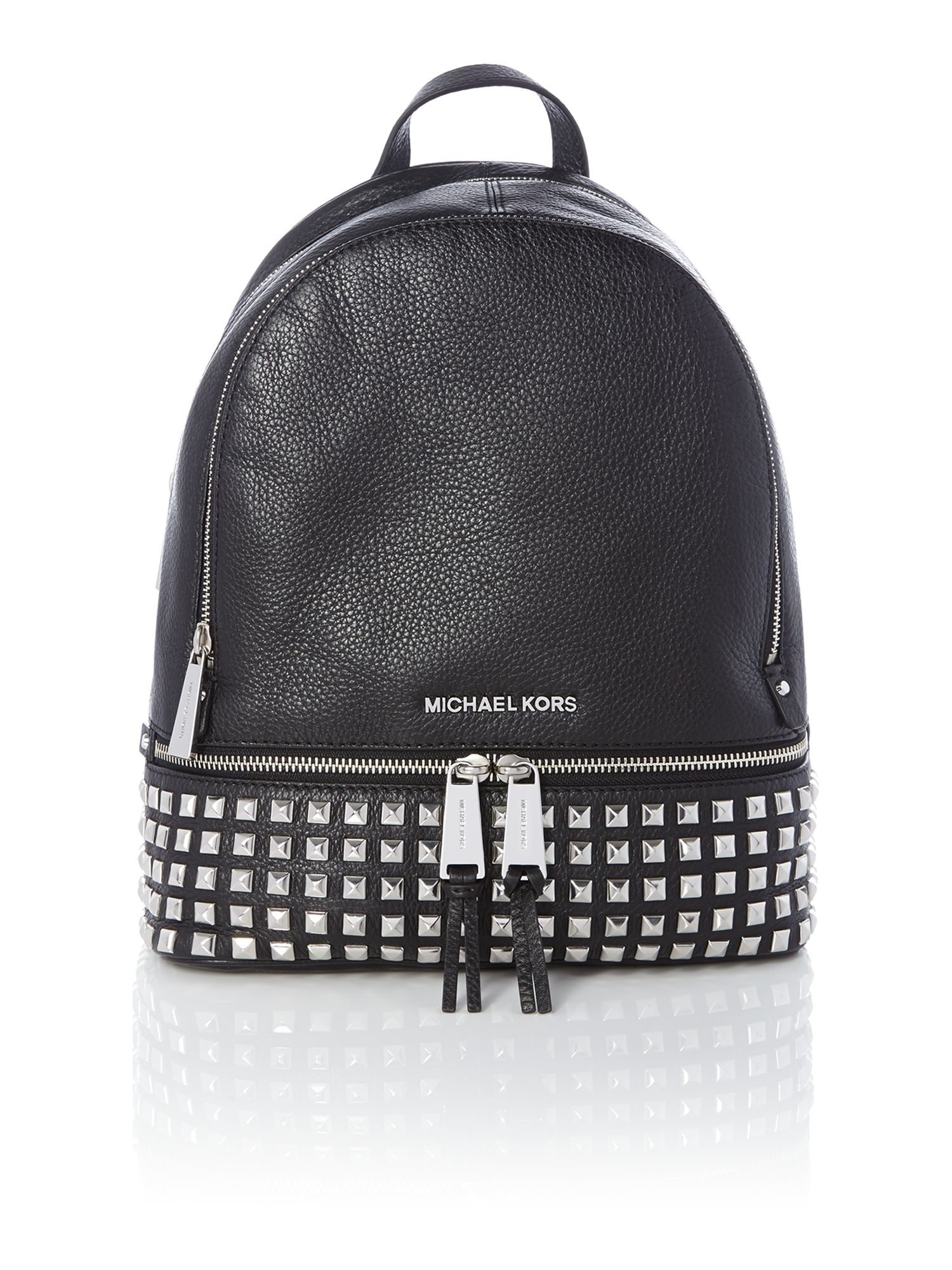 Michael kors Rhea Zip Black Small Studded Backpack in Black | Lyst