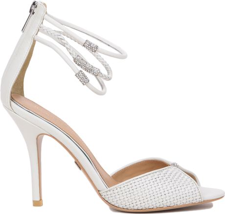Badgley Mischka Kandyce Ankle Strap Leather Heel in White (Off White ...