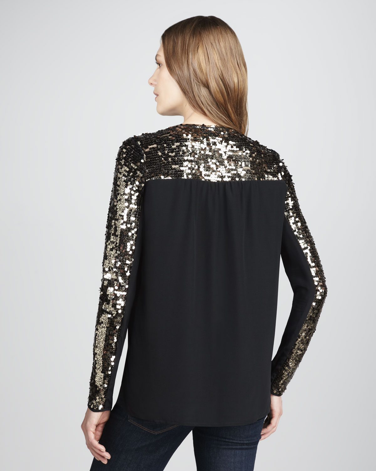 Blouse with sequin sleeves Clearance