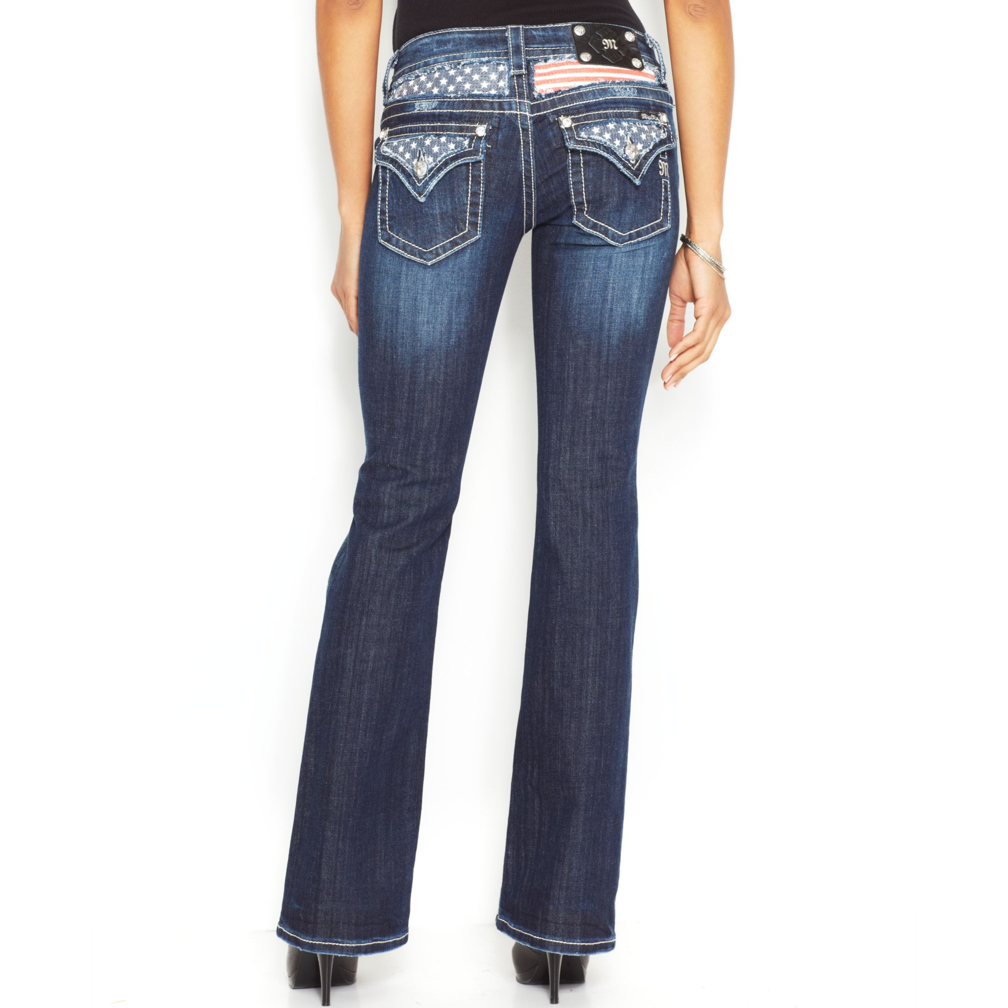 striped bootcut jeans