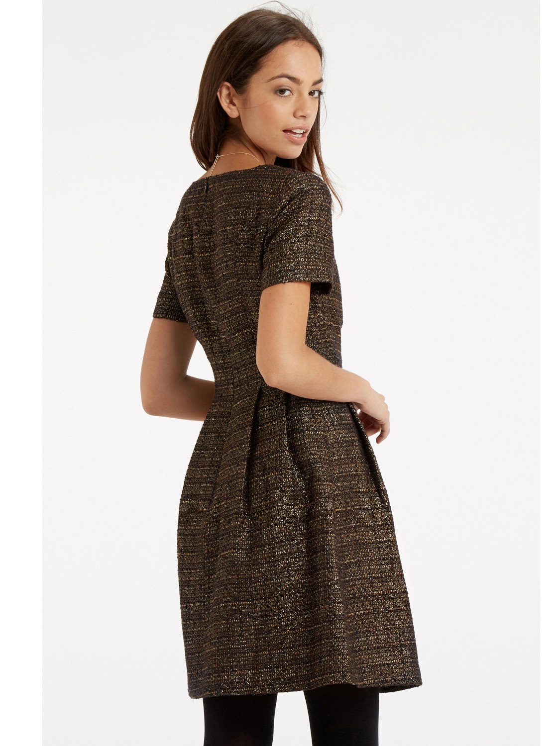 oasis gold tweed dress