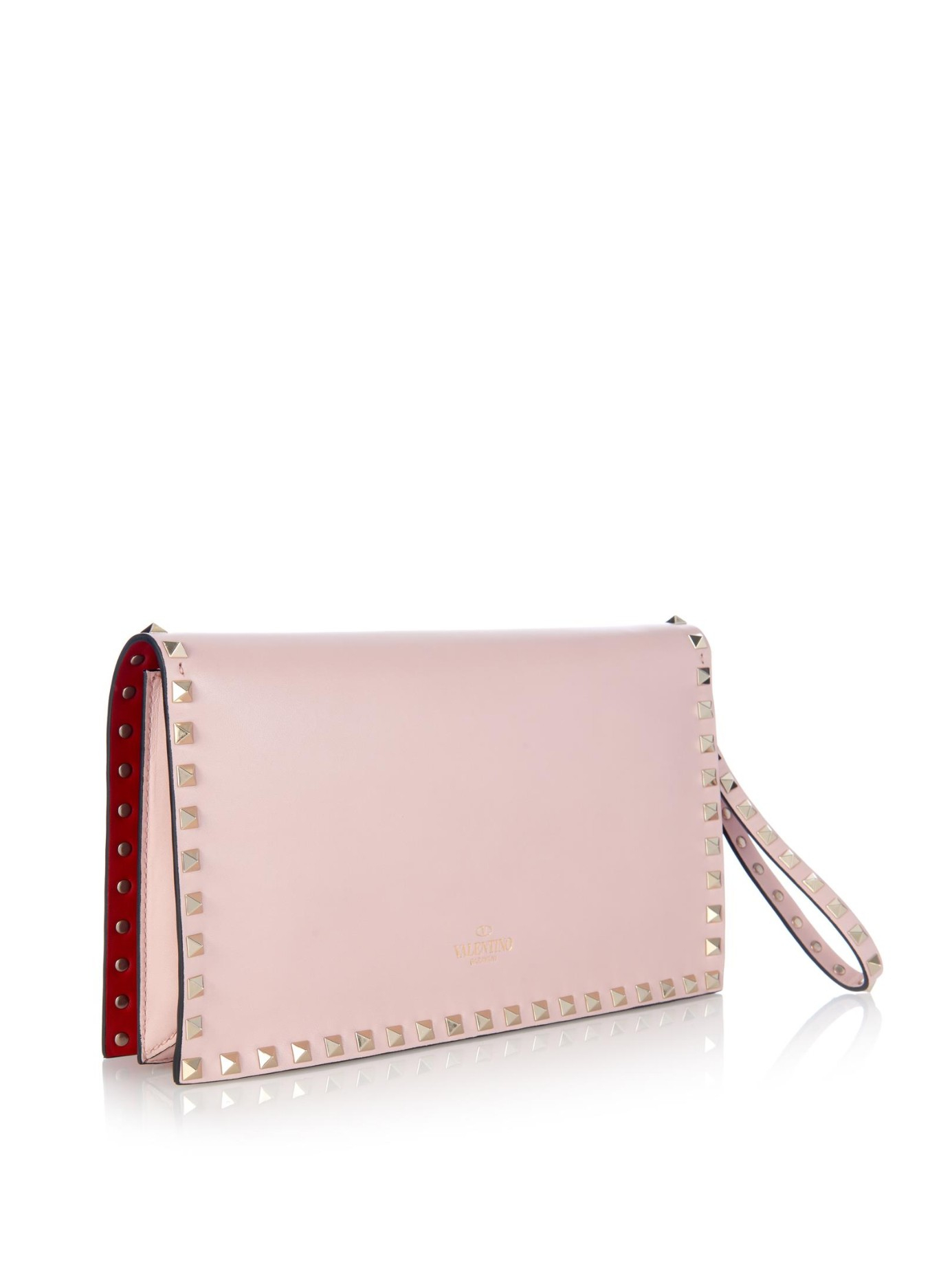 Valentino Rockstud Leather Clutch in Light Pink (Pink) - Lyst
