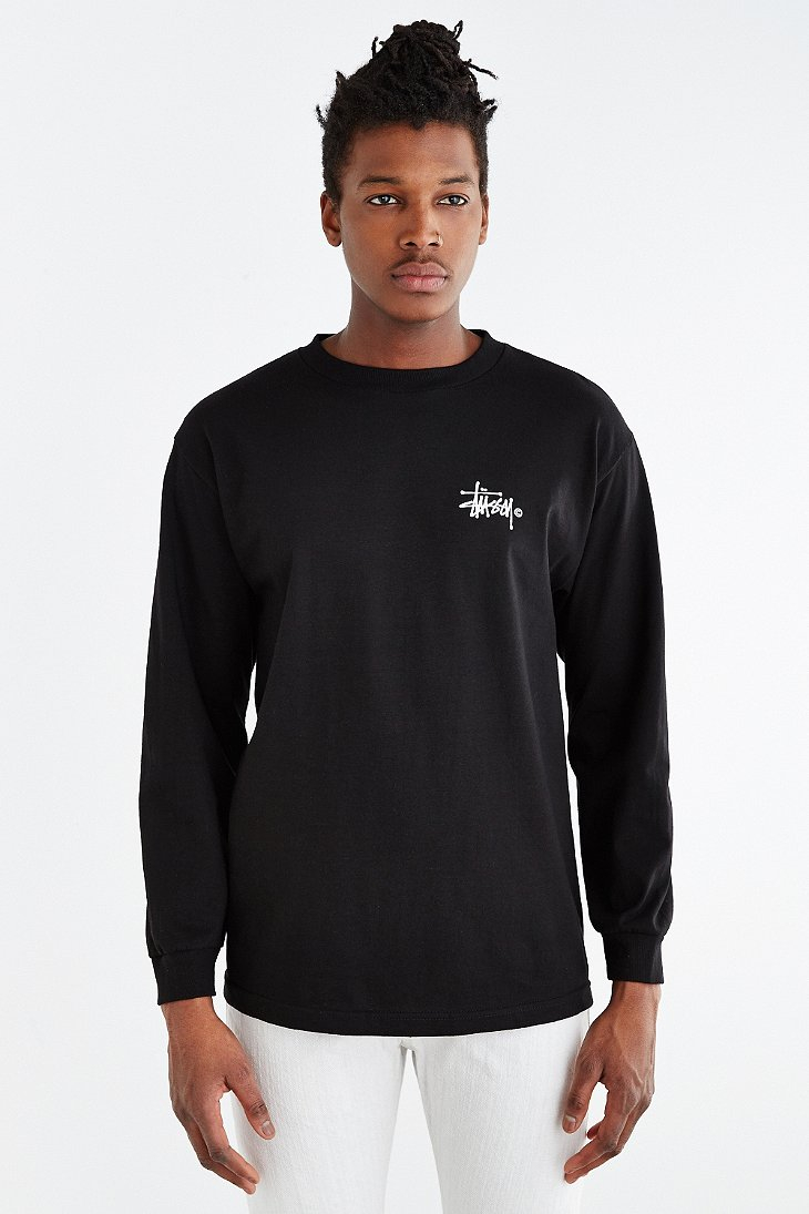 Stussy Cotton Basic Logo Long-sleeve Tee in Black for Men | Lyst