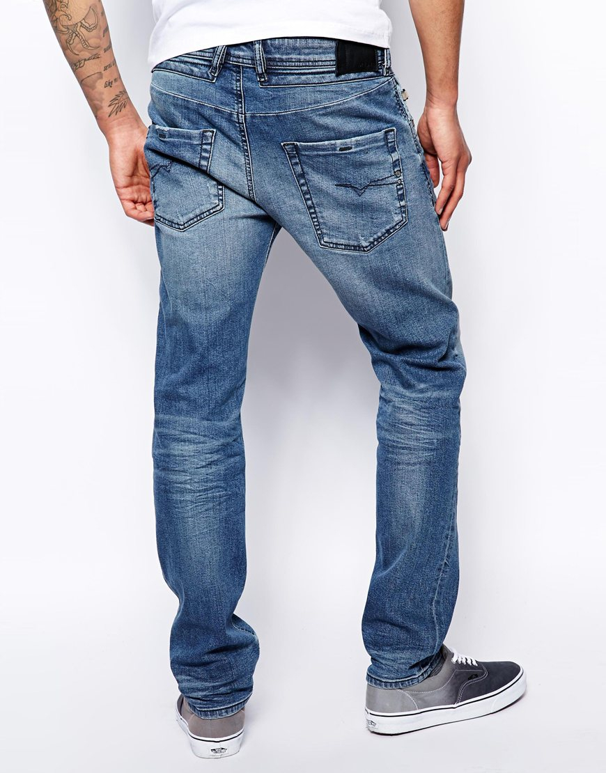 DIESEL Jeans Belther 608K Slim Tapered Fit Mid Distress in Blue for Men ...