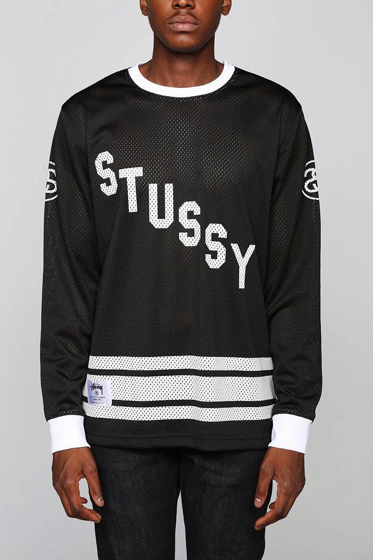 Stussy Mesh Long-Sleeve Tee in Black 