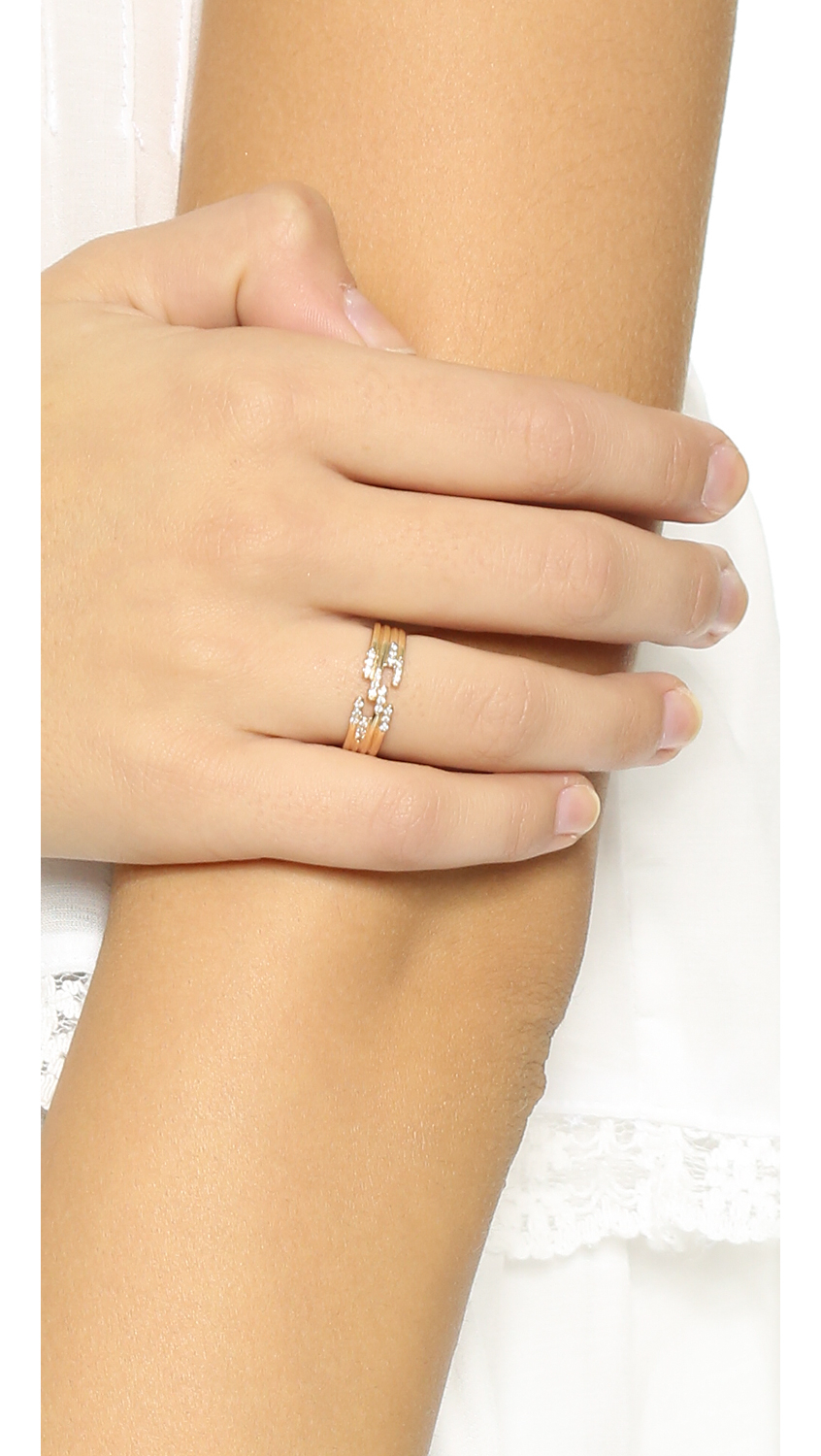 Jennie Kwon Stacked Diamond Cuff Ring Gold/clear in Metallic Lyst