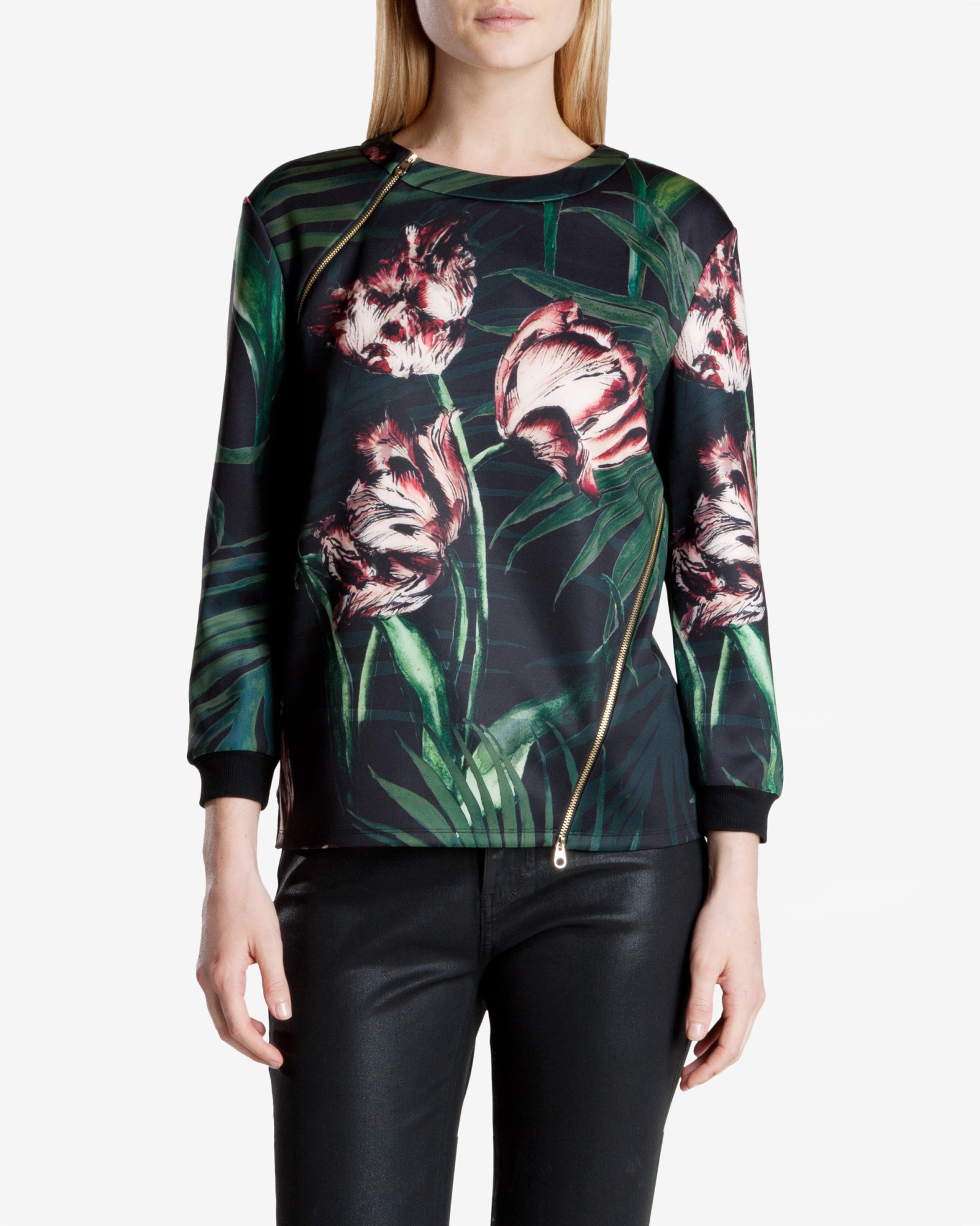 Ted Baker Palm Floral Print Jumper in Black (Green) Lyst