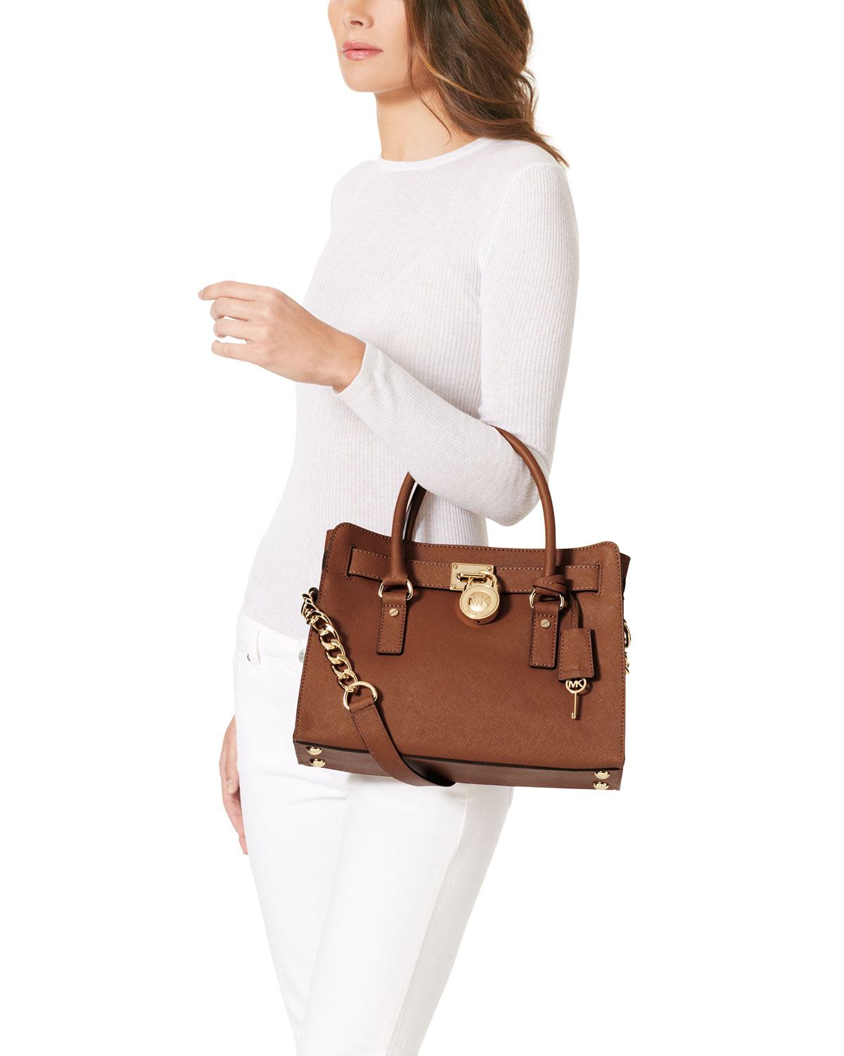 michael kors hamilton ew satchel leather