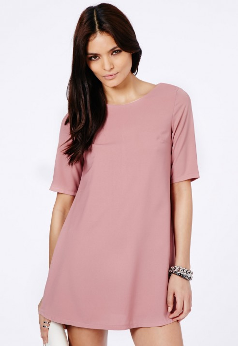 dusky pink shift dress