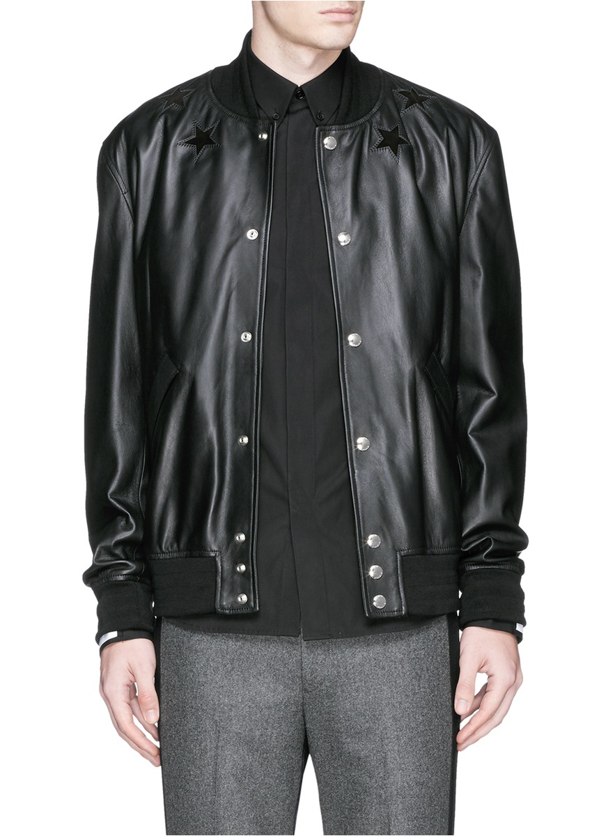 Givenchy Star Appliqué Leather Bomber 