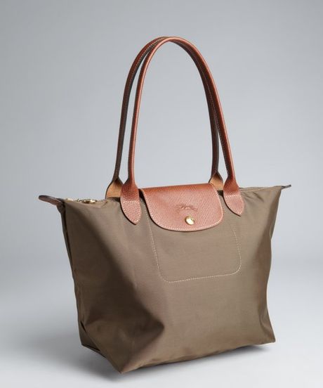 Longchamp Taupe Nylon Le Pliage Small Shopper Tote in Brown (taupe)