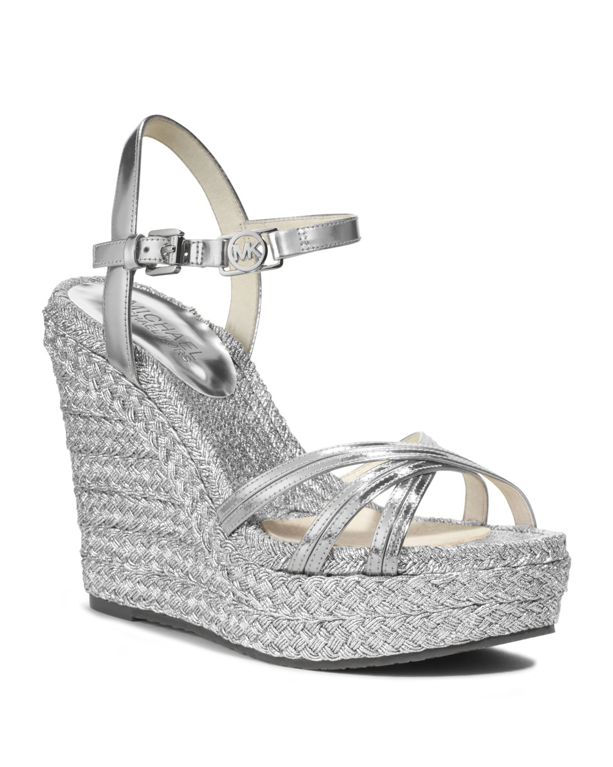 michael kors silver wedges