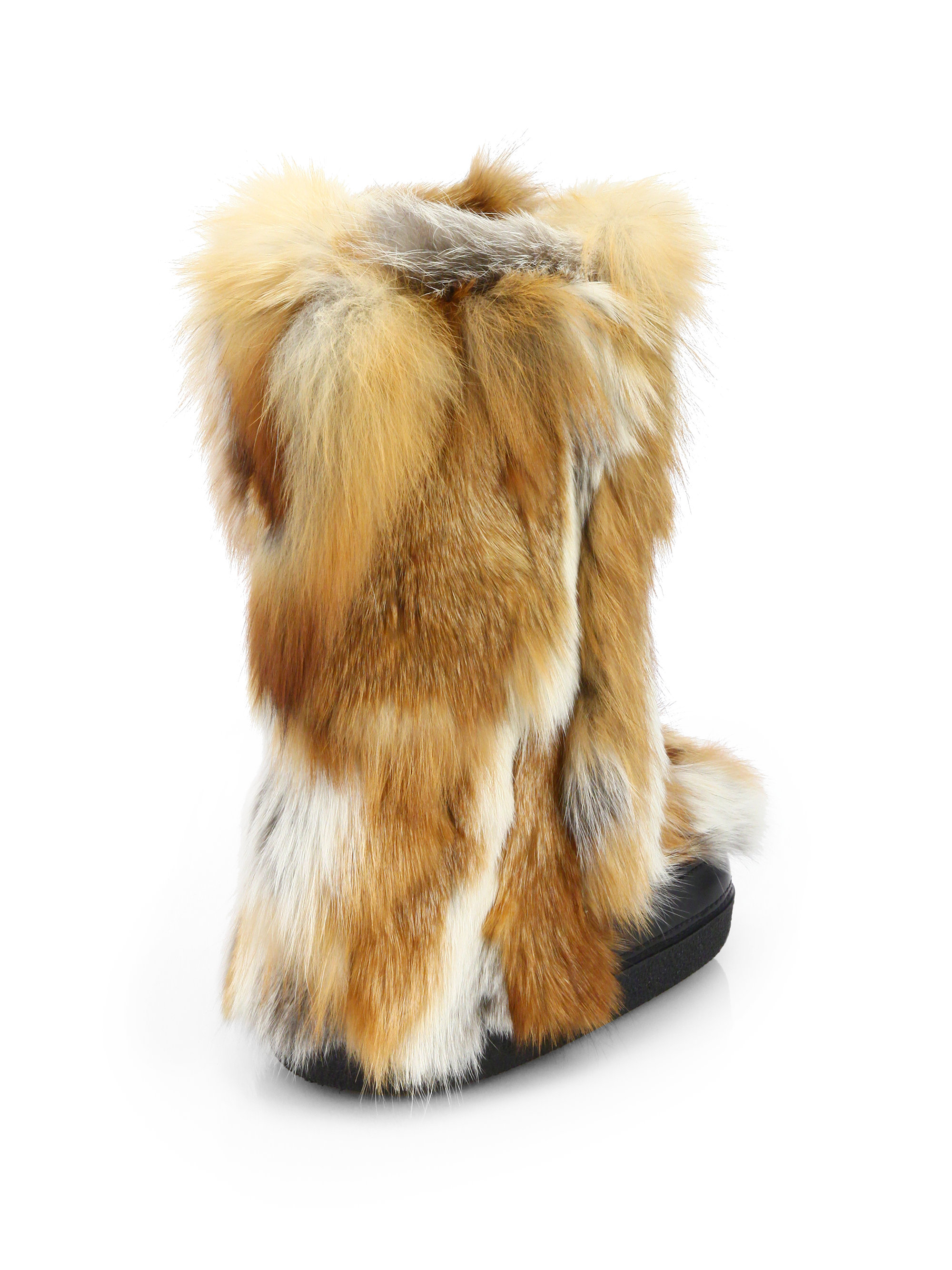 Chloé Fox Fur Apres Ski Boots in Natural | Lyst