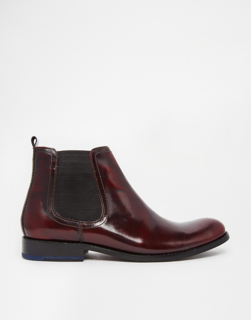 Lyst - Asos Chelsea Boots In Leather in Purple for Men