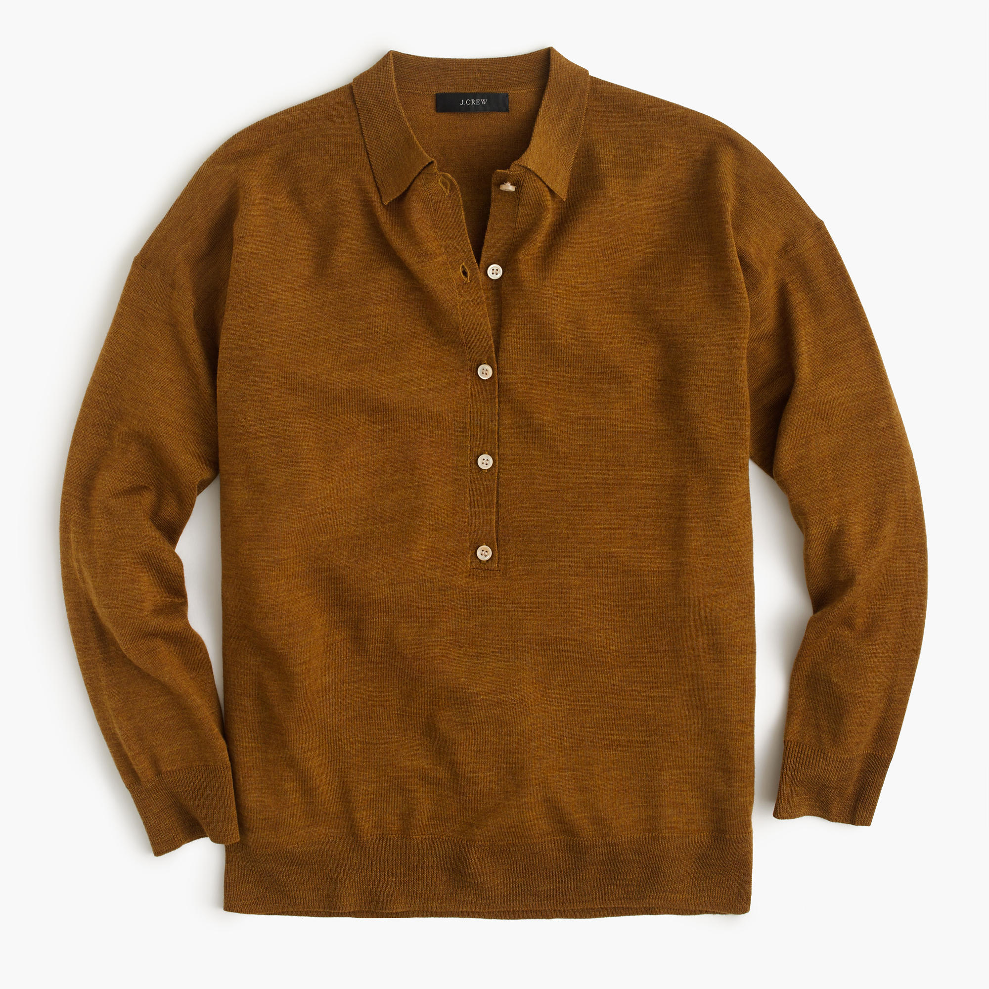 merino long sleeve polo shirt