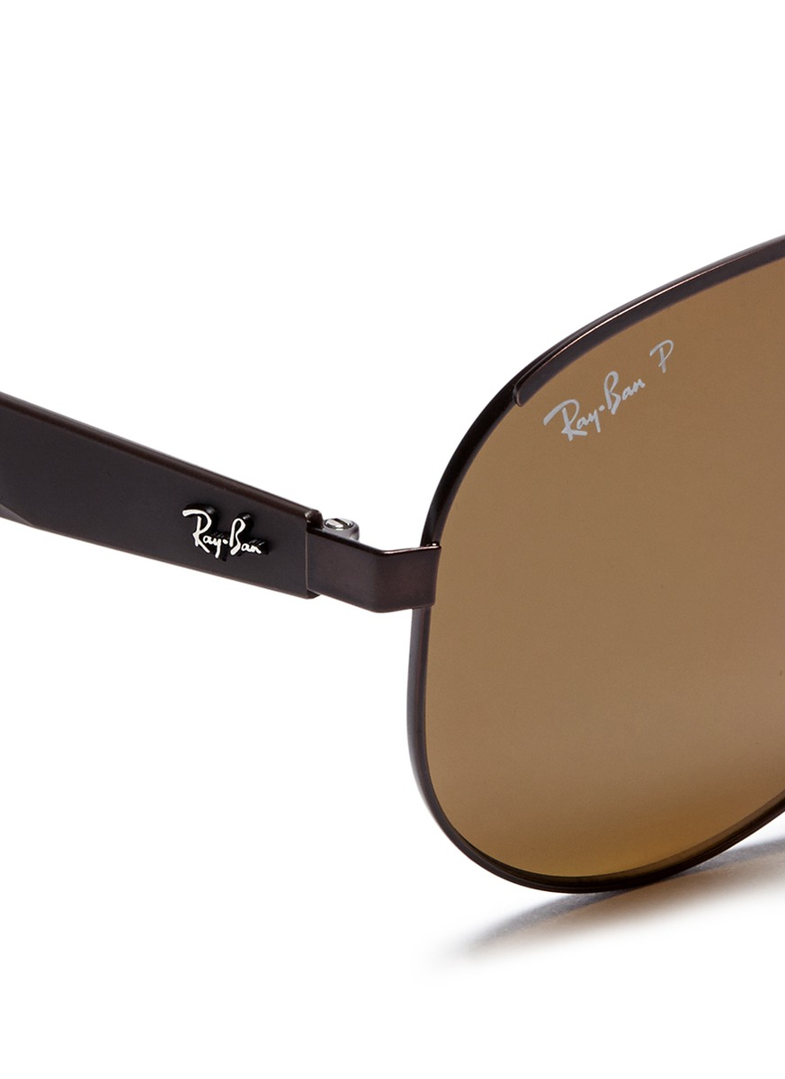 Lyst Ray Ban Titanium Frame Plastic Temple Aviator Sunglasses In Brown For Men