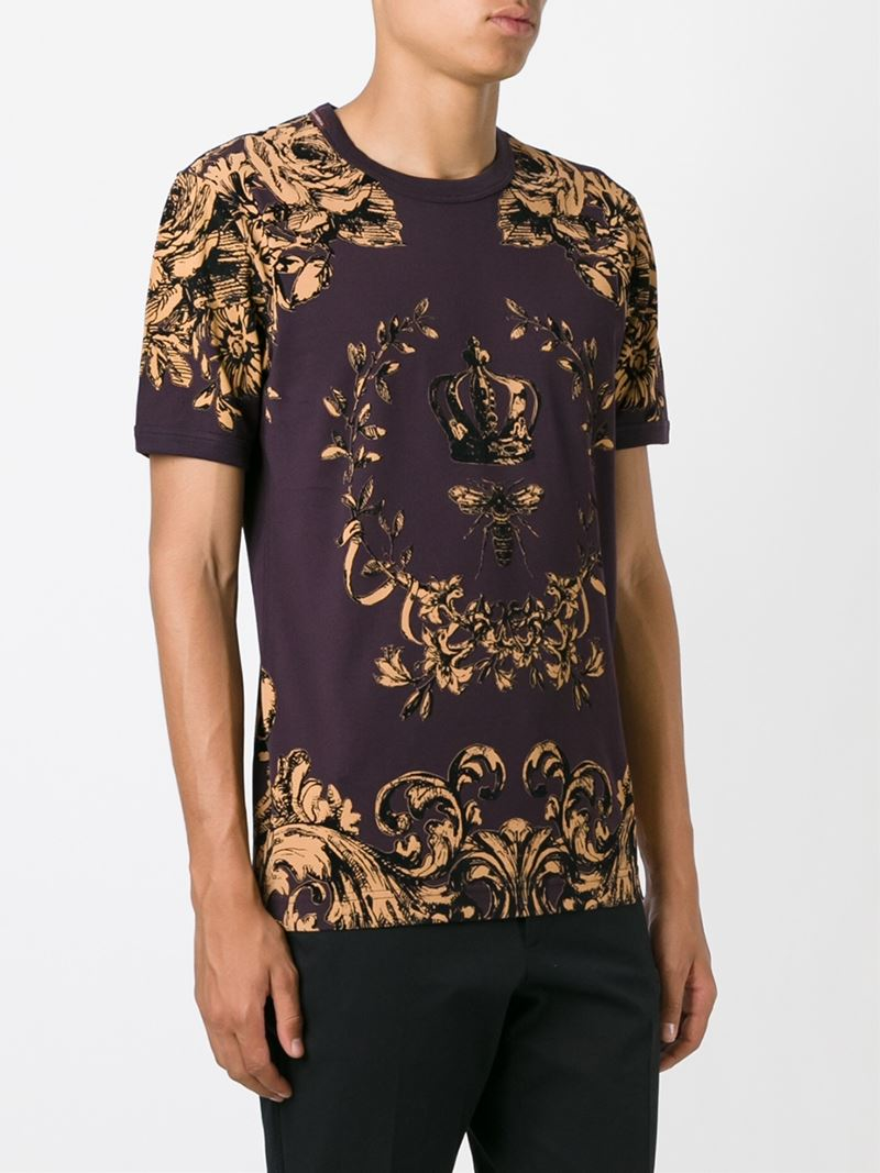 Lyst - Dolce & Gabbana Crown & Bee Print T-shirt in Purple for Men
