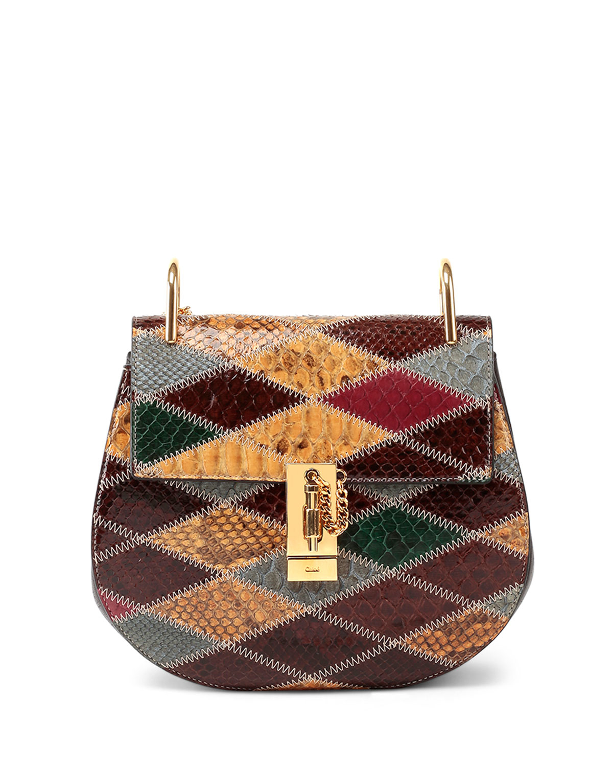 Chlo Drew Python Patchwork Shoulder Bag in Multicolor (multi) | Lyst