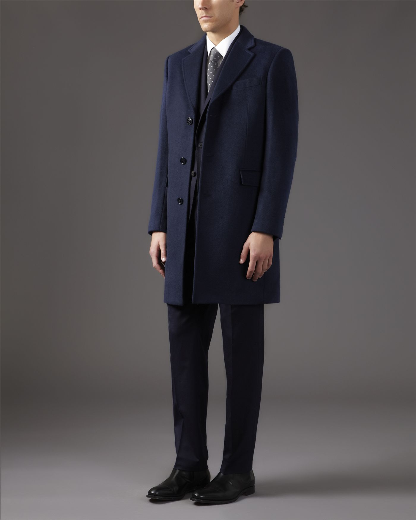 Jaeger Wool Cashmere Overcoat in Blue for Men (Indigo) Lyst