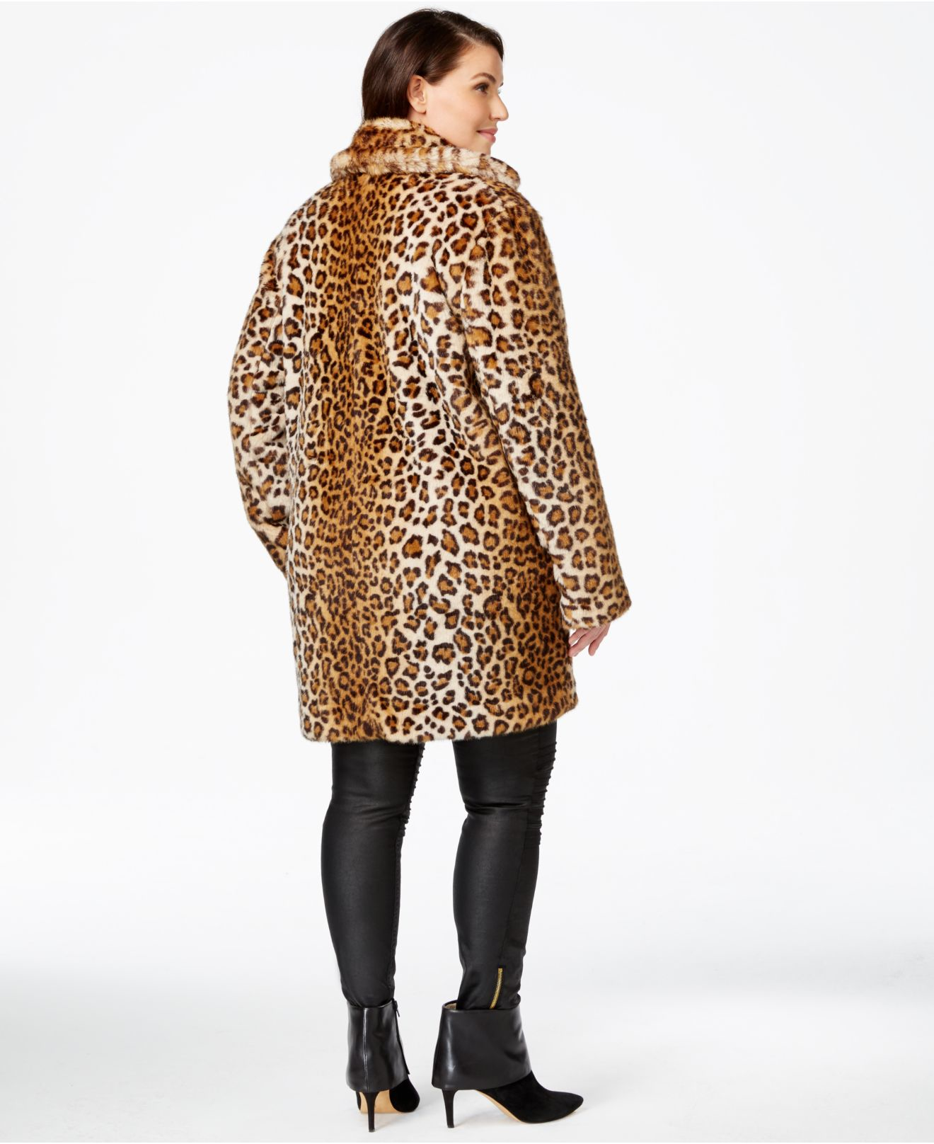 Leopard Print Faux Fur Coat, Animal Print Full Length Fake Fur