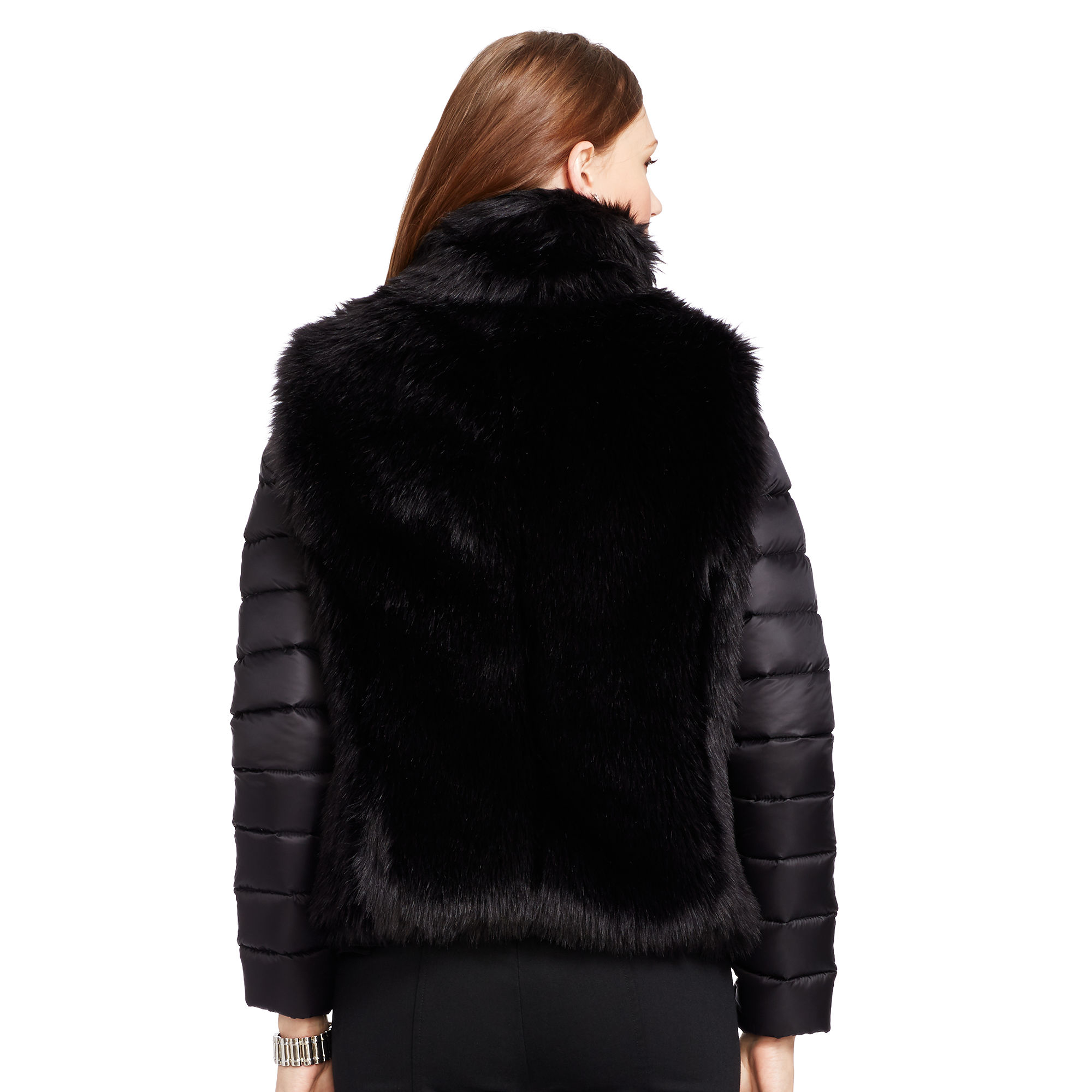 Ralph Lauren Fauxfur Down Jacket in Black Lyst