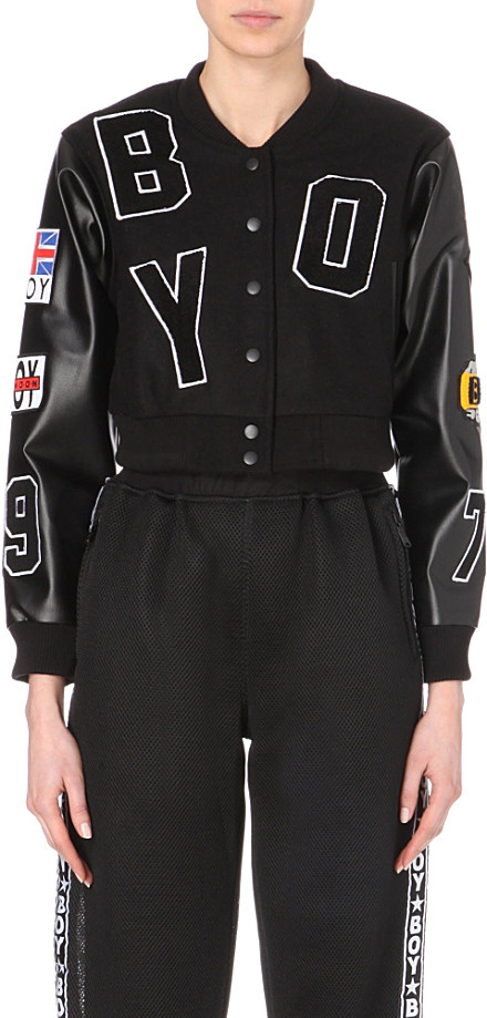 cropped varsity jacket