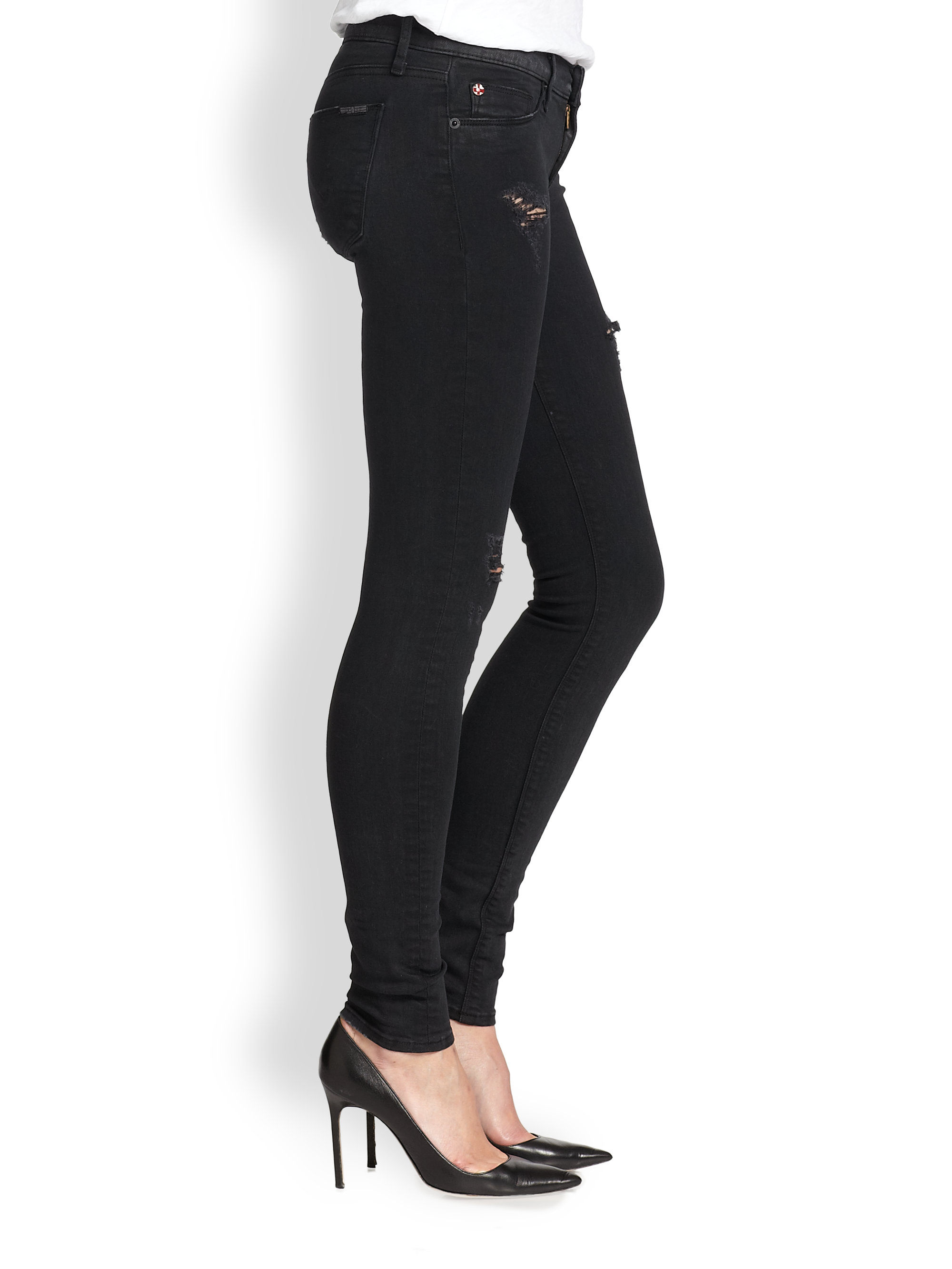 black distressed jeans women's