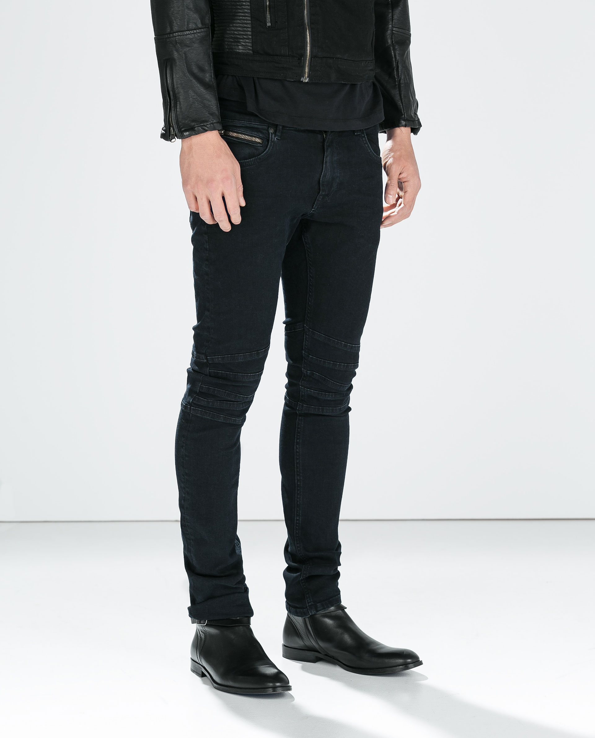 Zara Biker Jeans With Seamed Knees in Blue for Men (Dark blue) | Lyst