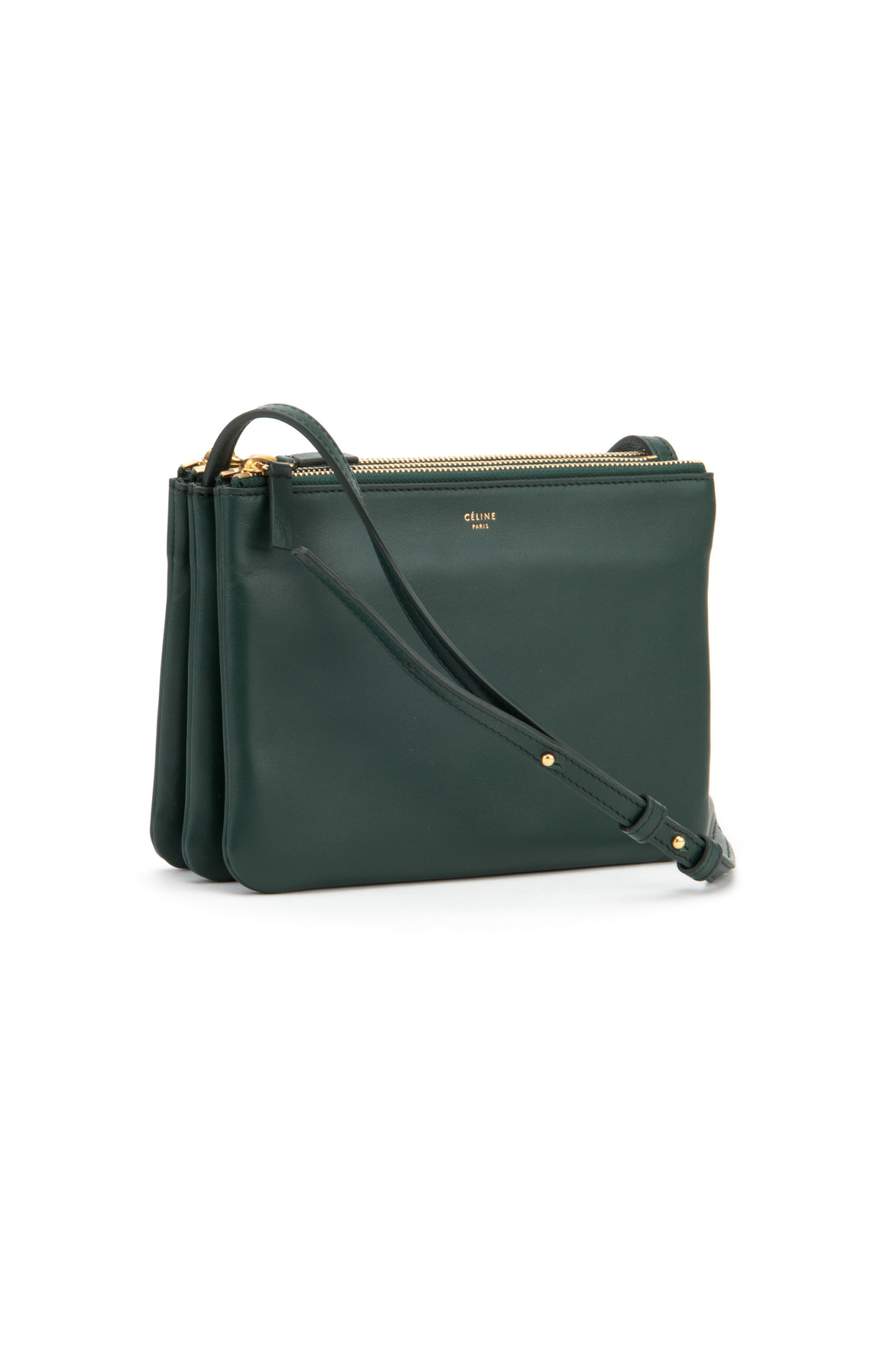 celine green suede clutch bag trio  