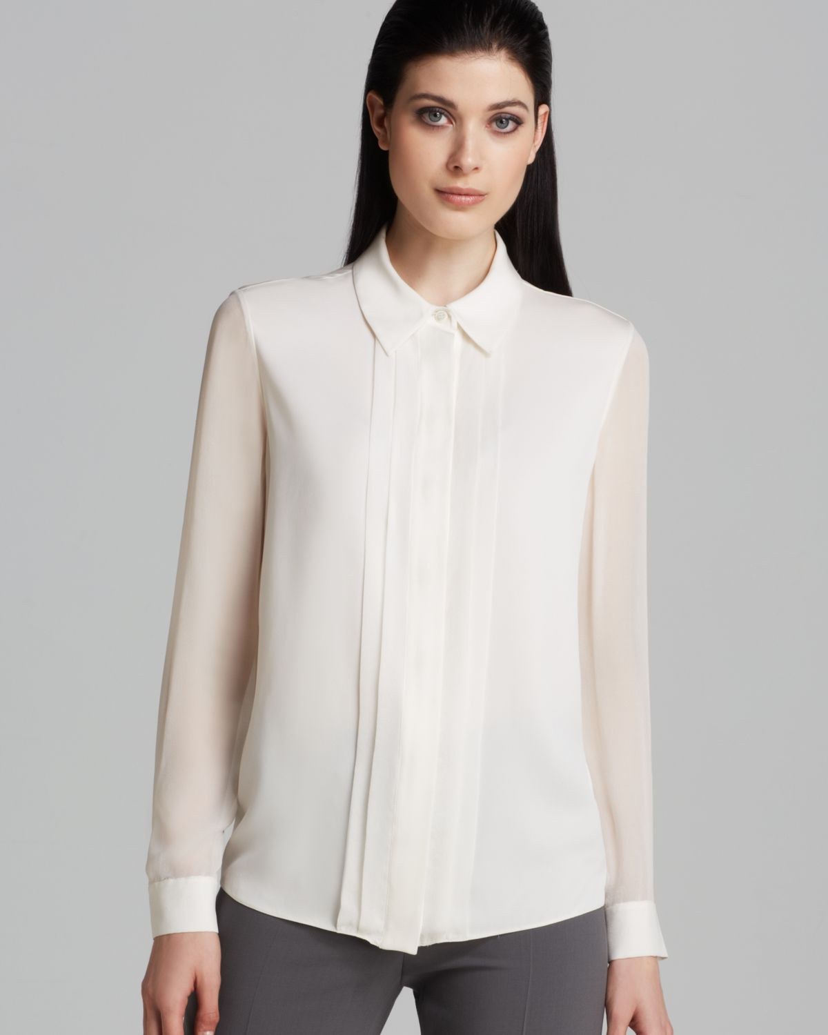 Lyst - Armani Blouse - Sheer Sleeve in White