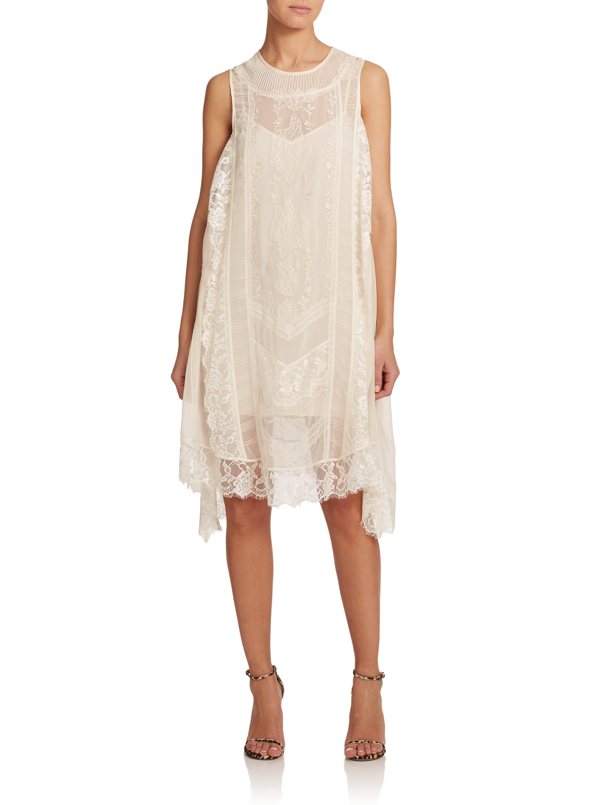 Lyst Haute Hippie Lace Embroidered Sheer Silk Dress in