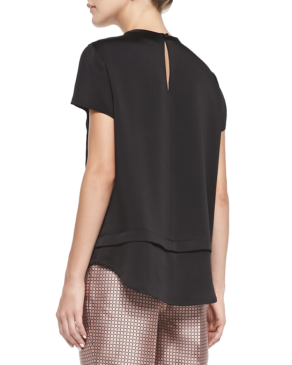 Lyst - Kate Spade New York Steffi Satin-finished Short-sleeve Top in Black
