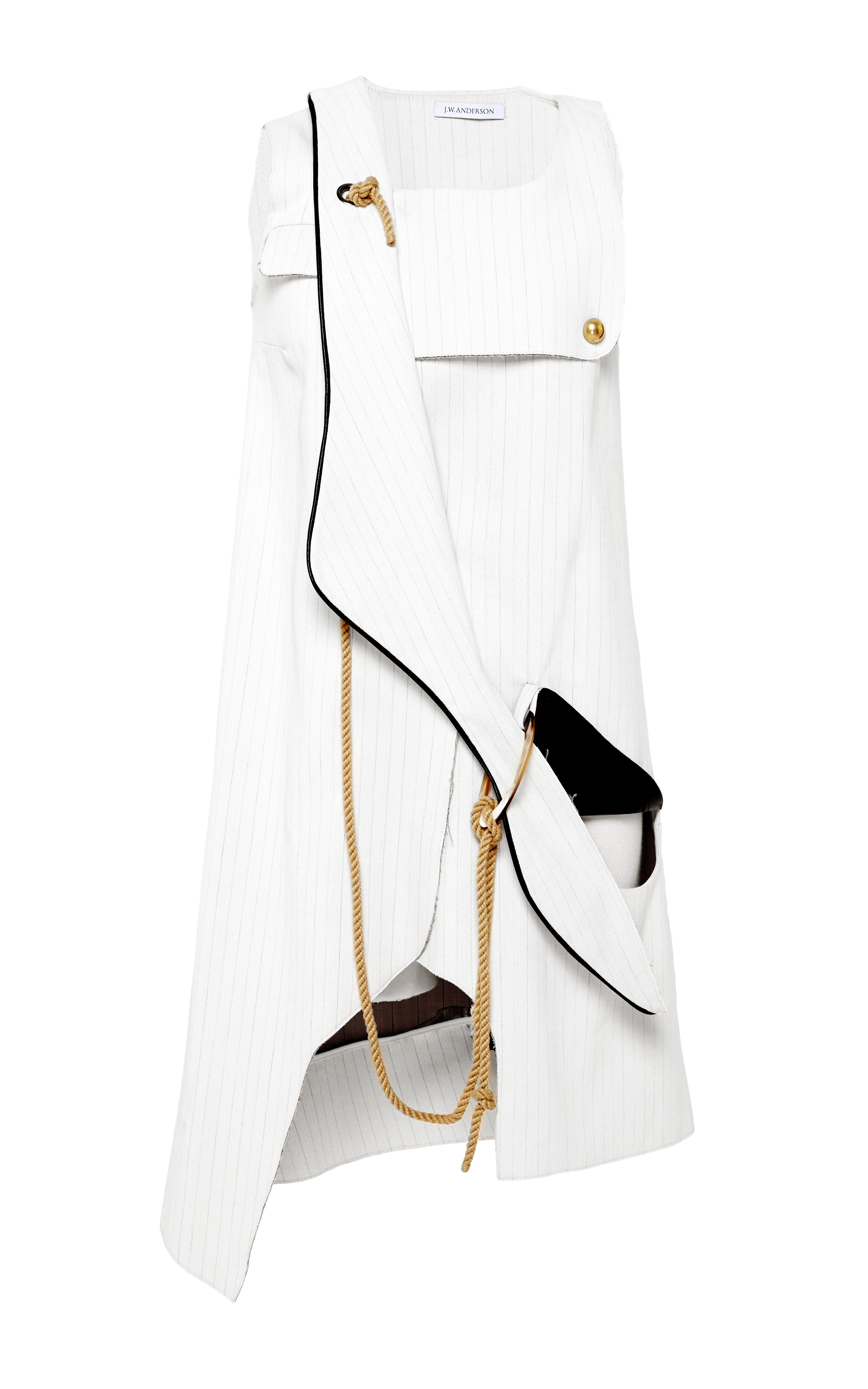 J.w.anderson Beige and Multi Striped Wave Lapel Dress in Natural | Lyst