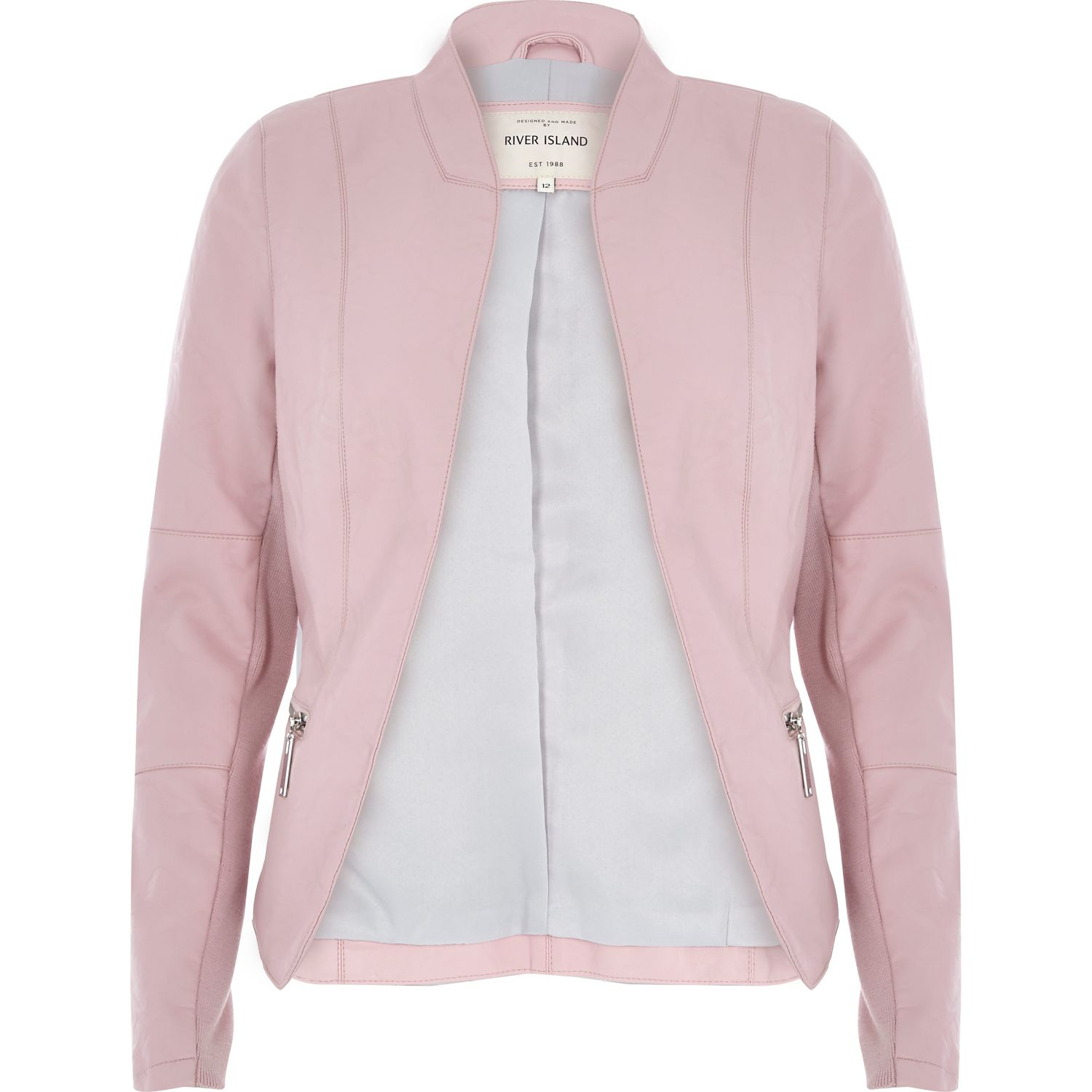 River Island Pale Pink LeatherLook Fitted Jacket in Pink Lyst
