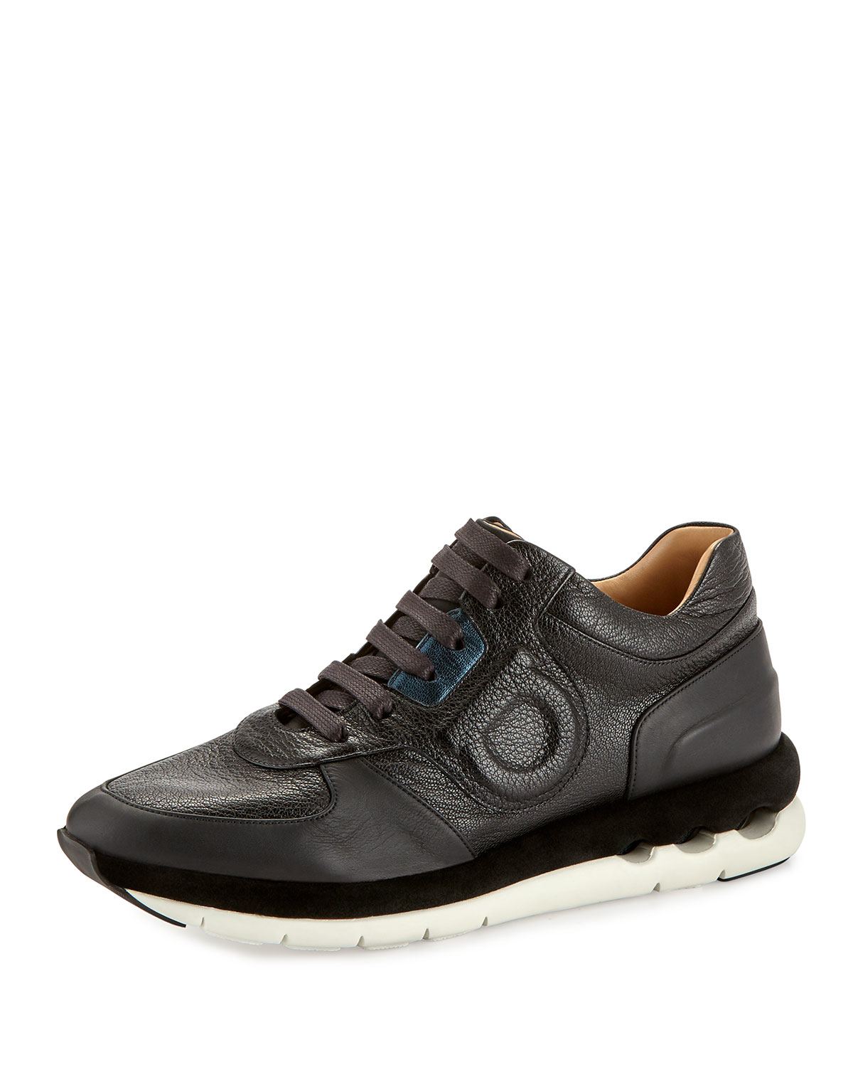 ferragamo sneakers ferragamo pebbled leather sneaker in black nero ferragamo sneakers ferragamo pebbled leather sneaker in black nero
