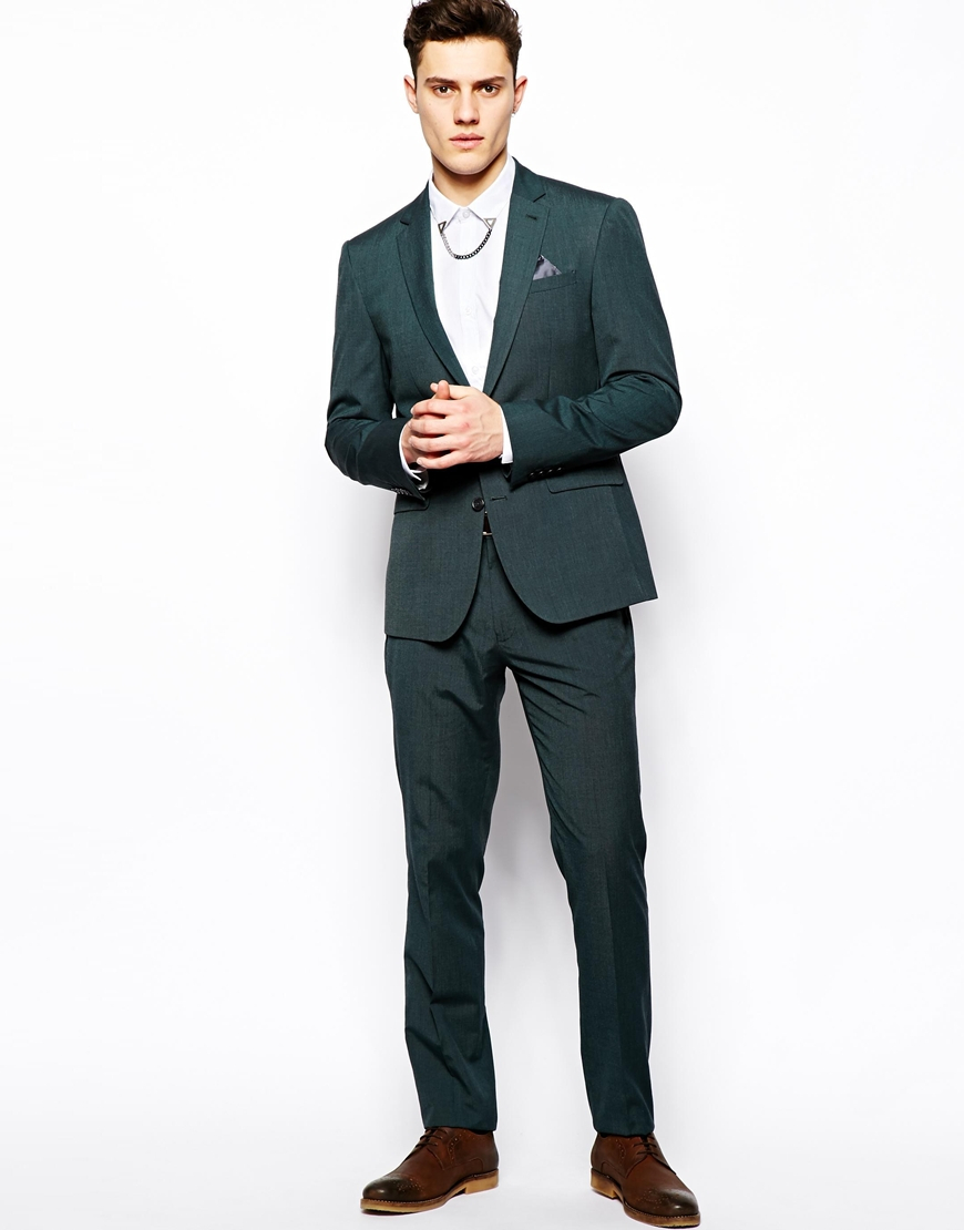 Lyst - Asos Slim Fit Suit Trousers In Green Pindot in Green for Men