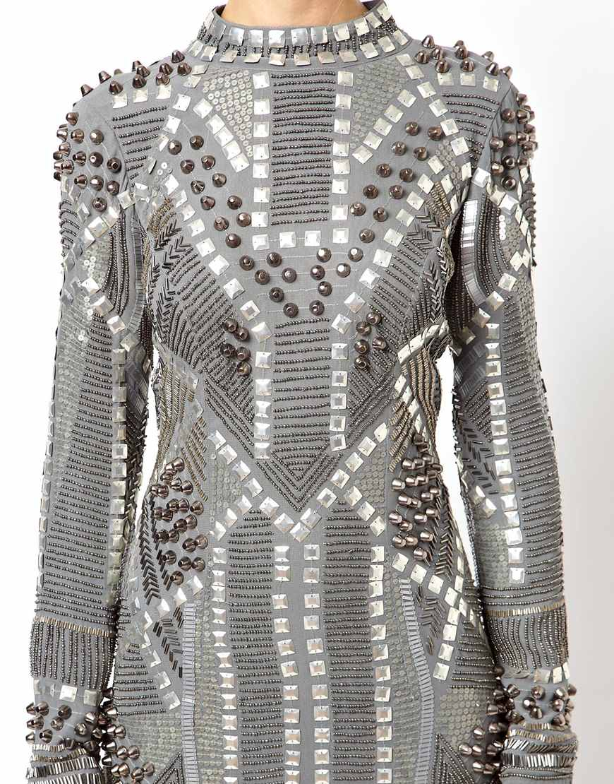 armour embellished bodycon dress