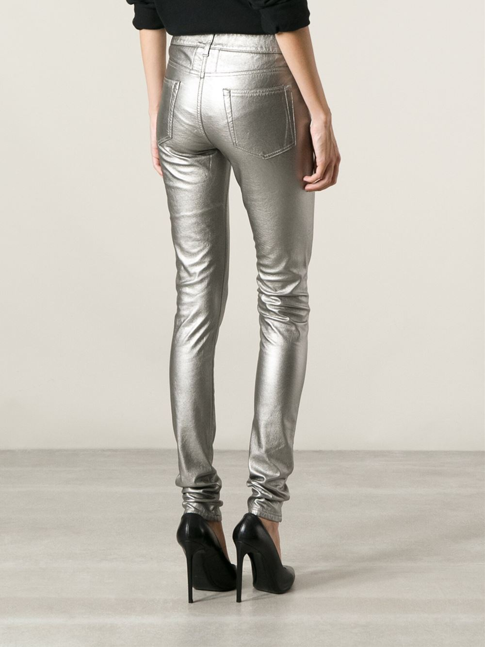Saint Laurent Metallic Skinny Jeans - Lyst